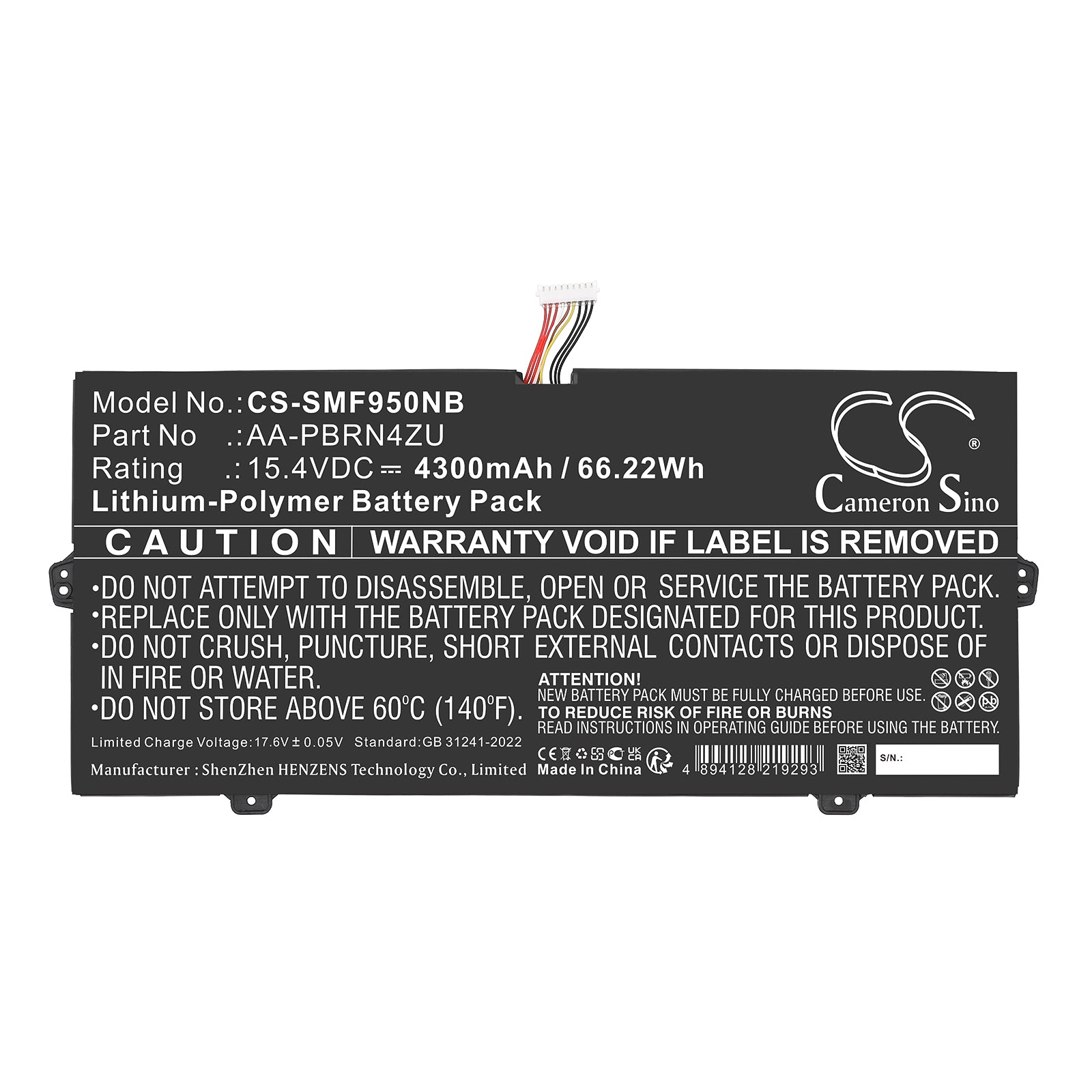 15.4V, Li-Polymer, 4300mAh, Battery fits Samsung 930QCJ, 930XCJ, 66.22Wh Notebook, Laptop Cameron Sino Technology Limited
