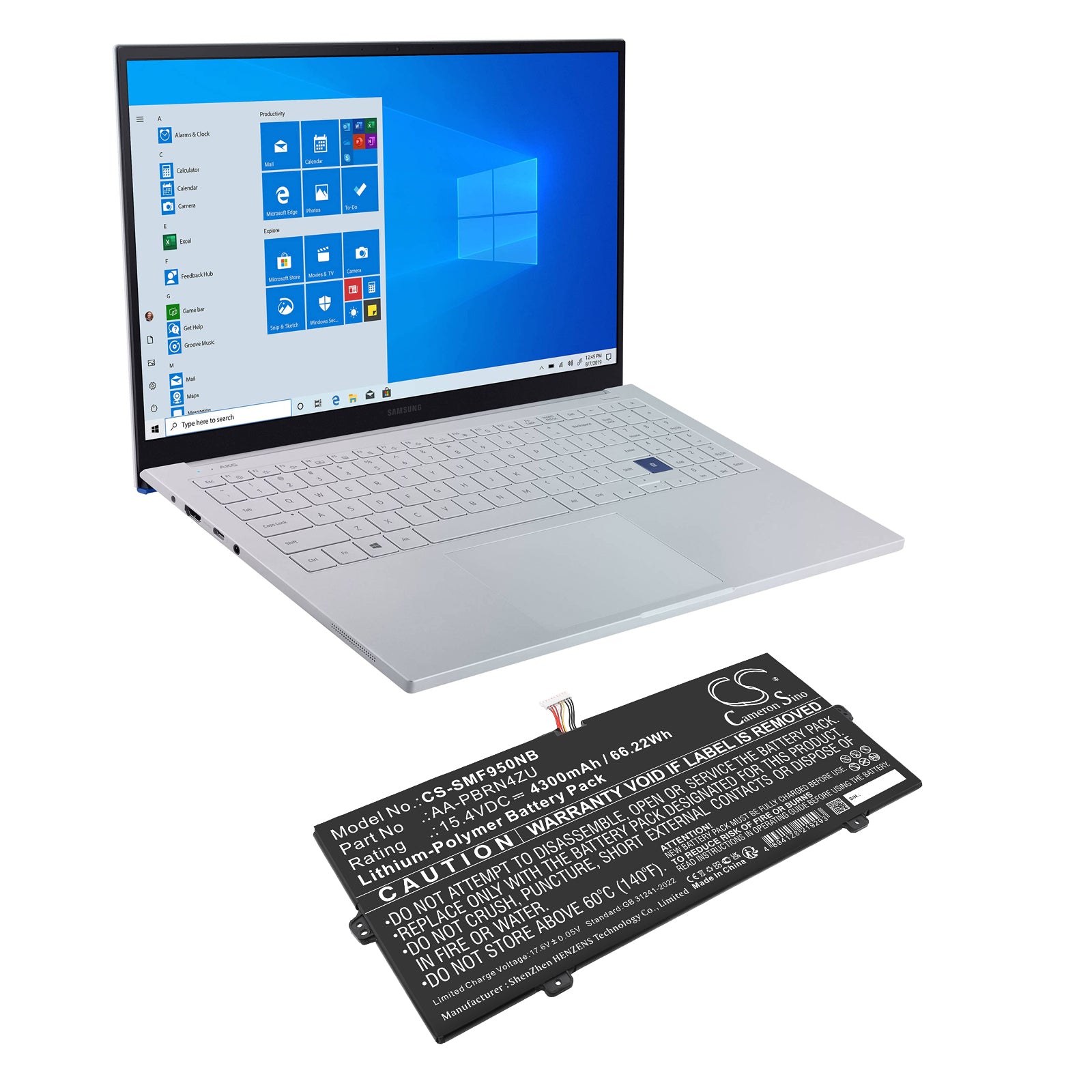15.4V, Li-Polymer, 4300mAh, Battery fits Samsung 930QCJ, 930XCJ, 66.22Wh Notebook, Laptop Cameron Sino Technology Limited