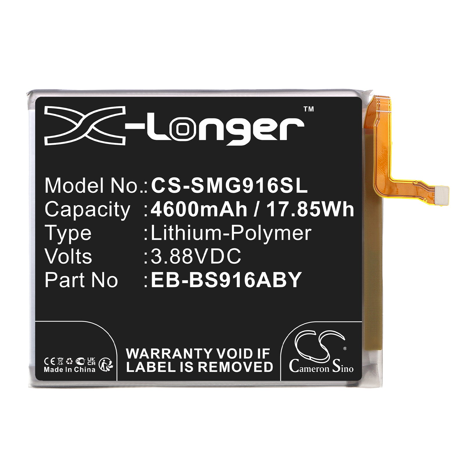 Li-Polymer, Mobile, SmartPhone Battery fits Samsung Galaxy S23 Plus, Galaxy S23+, 3.88V, 4600mAh Mobile & SmartPhone Cameron Sino Technology Limited