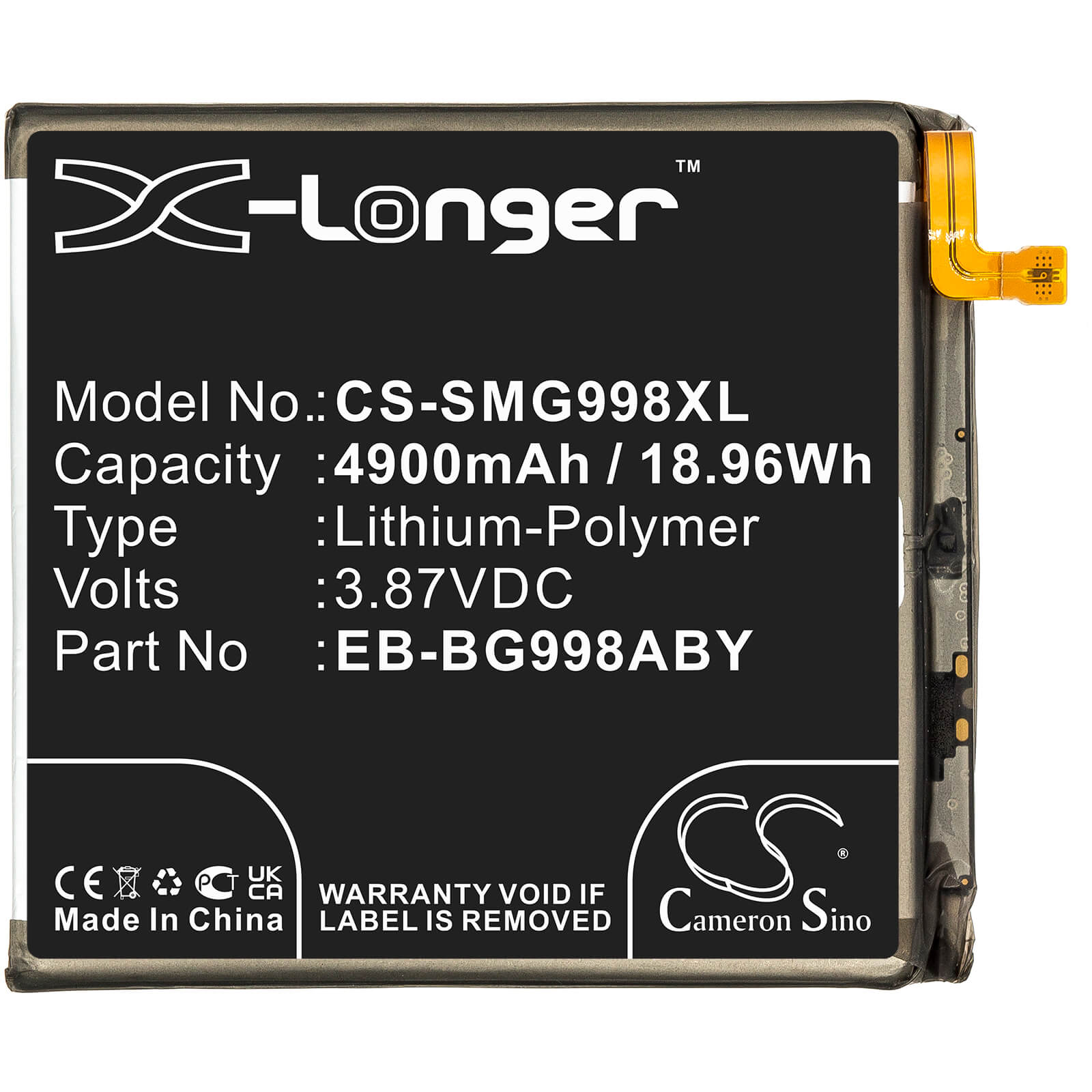 Li-ion Battery fits Samsung, Galaxy S21 Ultra, Galaxy S21 Ultra 5g, Sc-52b 3.85V, 4900mAh Mobile & SmartPhone Cameron Sino Technology Limited