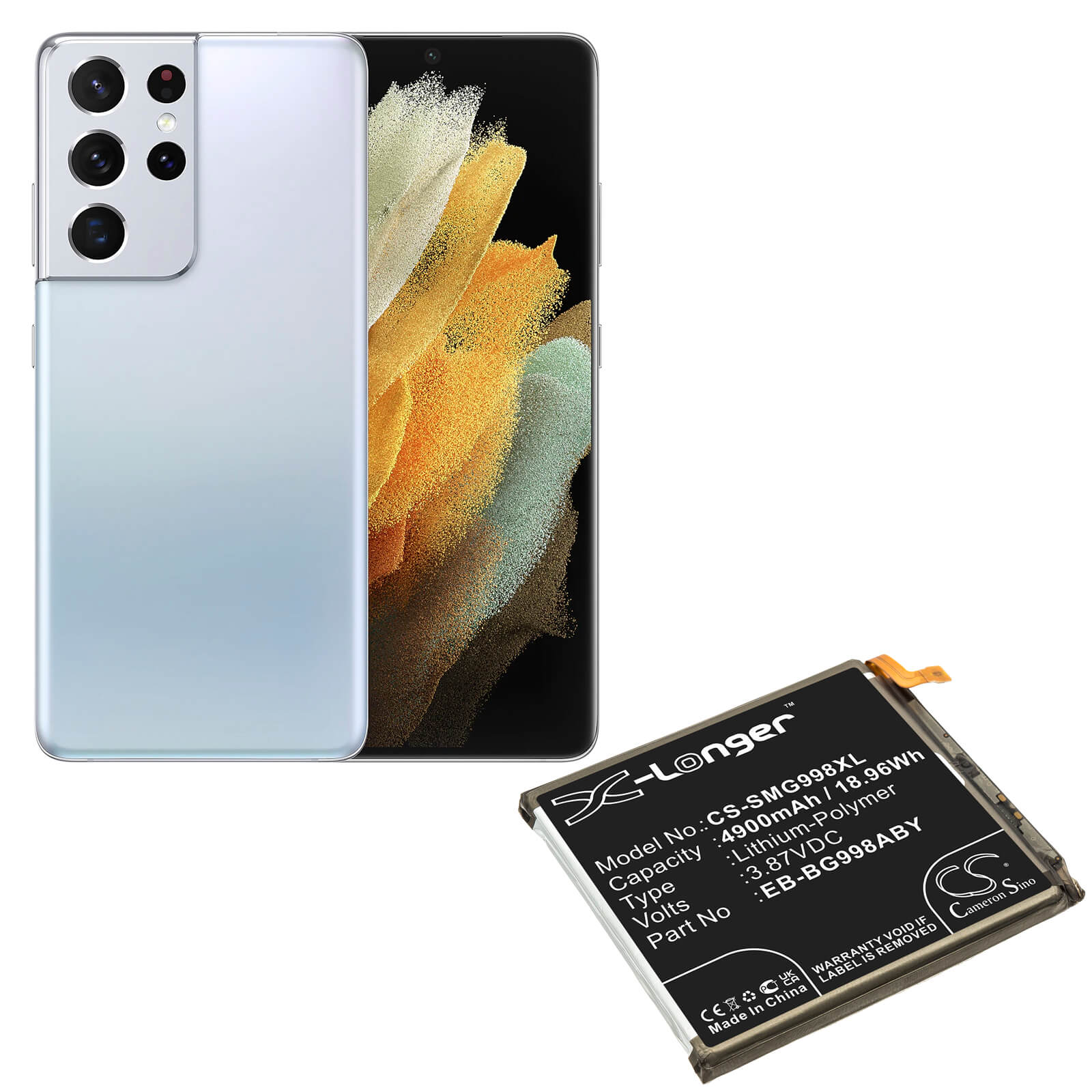 Li-ion Battery fits Samsung, Galaxy S21 Ultra, Galaxy S21 Ultra 5g, Sc-52b 3.85V, 4900mAh Mobile & SmartPhone Cameron Sino Technology Limited