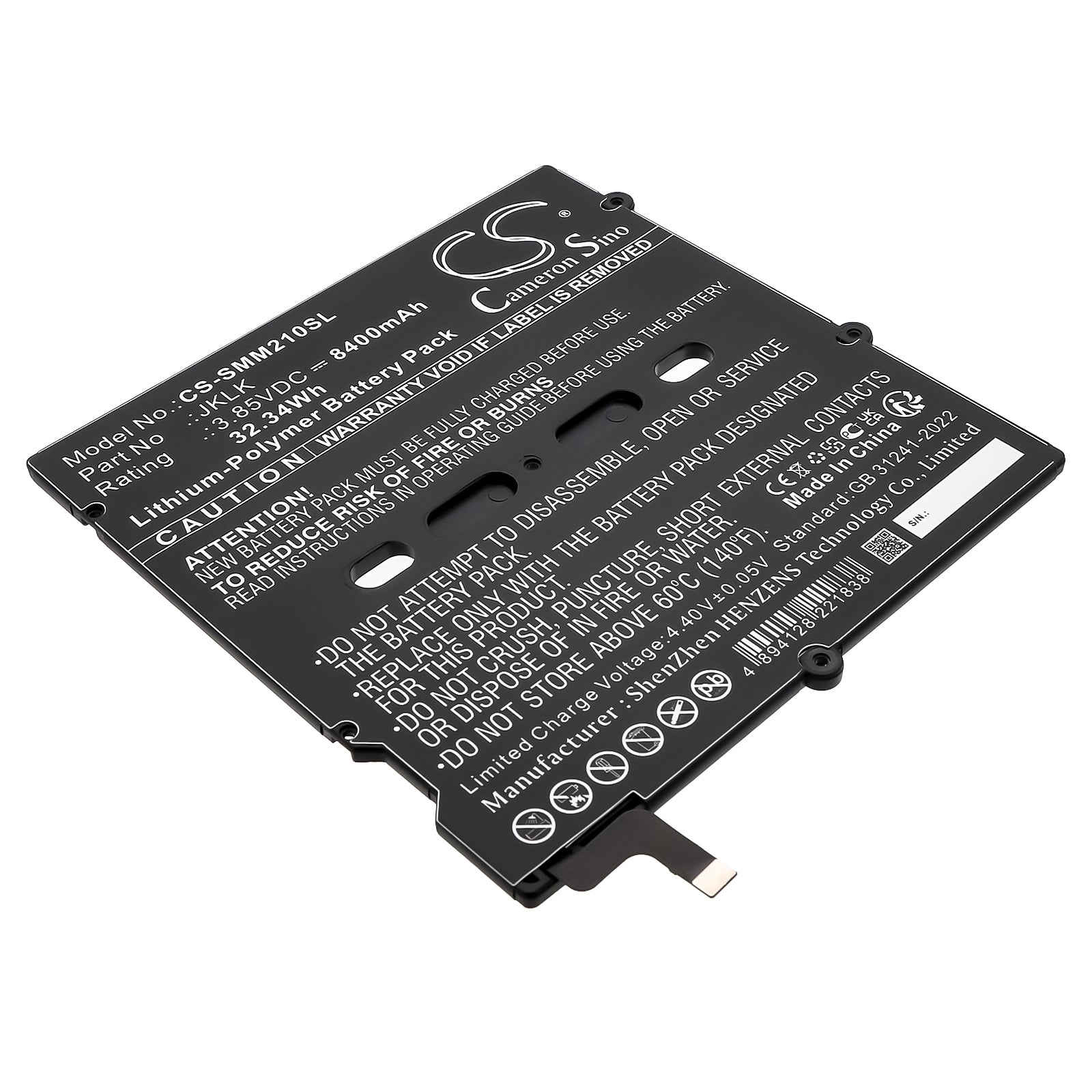 3.85V, Li-Polymer, 8400mAh, Battery fits Sunmi M2 Max, P10010016, 32.34Wh Tablet Cameron Sino Technology Limited