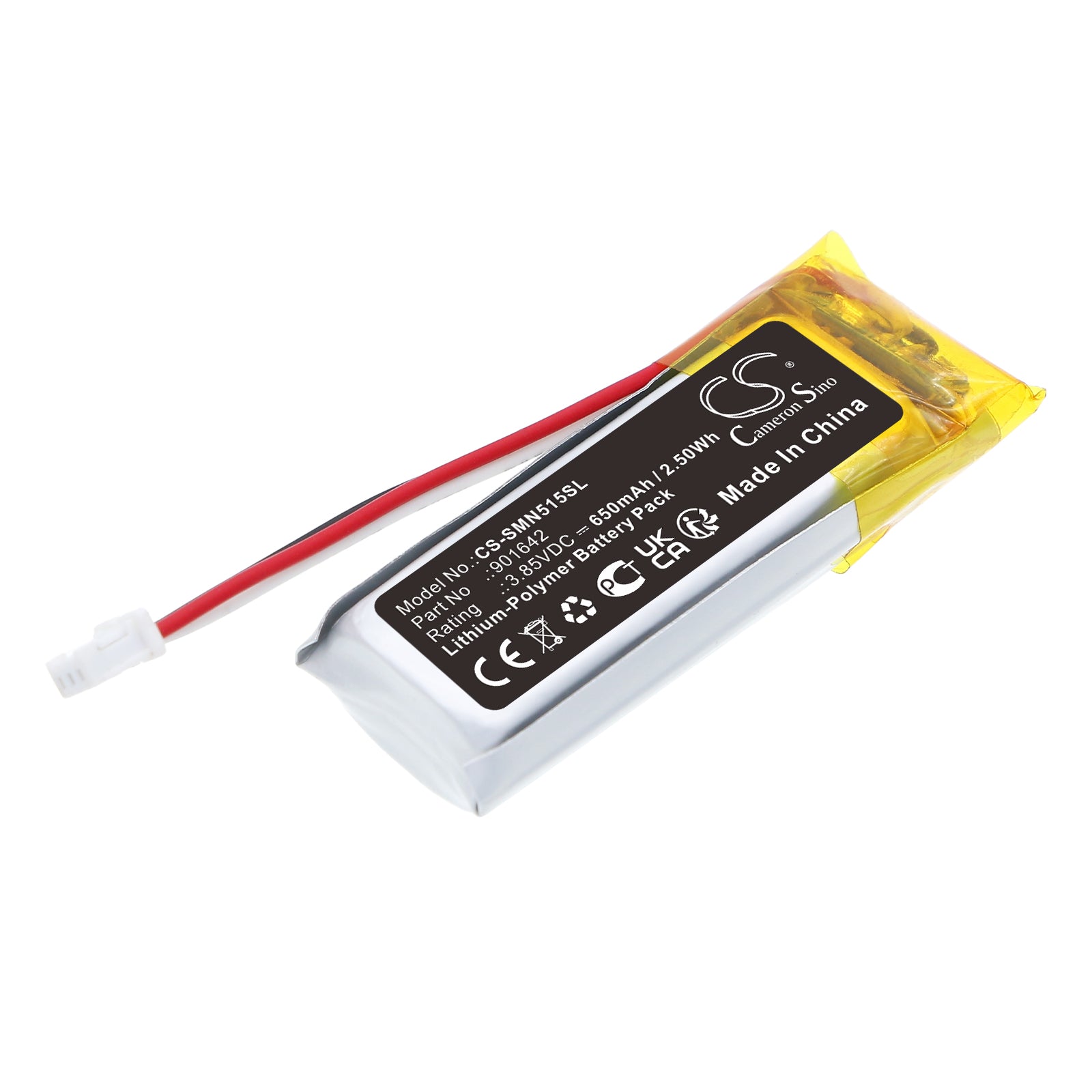 3.85V, Li-Polymer, 650mAh, Battery fits Somfy 515657C, 5121348A, 2.5Wh Smart Home Cameron Sino Technology Limited