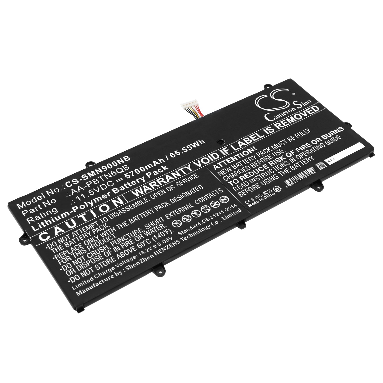 Li-Polymer, Notebook, Laptop Battery fits Samsung Notebook 9 Np900x5n, Np900x5n, 11.5V, 5700mAh Notebook, Laptop Cameron Sino Technology Limited