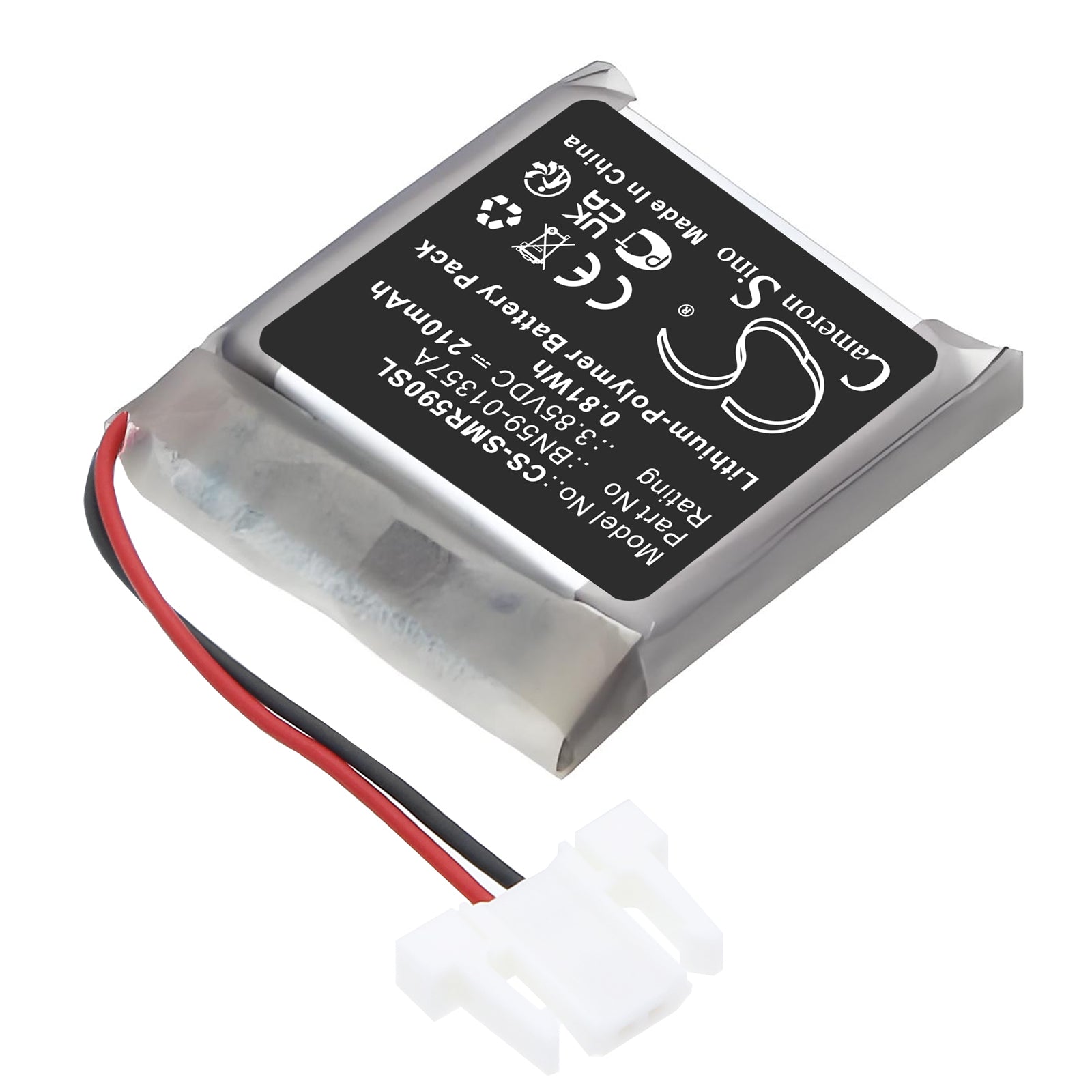 3.85V, Li-Polymer, 210mAh, Battery fits Samsung BN59-01357F, BN59-01385A, 0.81Wh Remote Control Cameron Sino Technology Limited