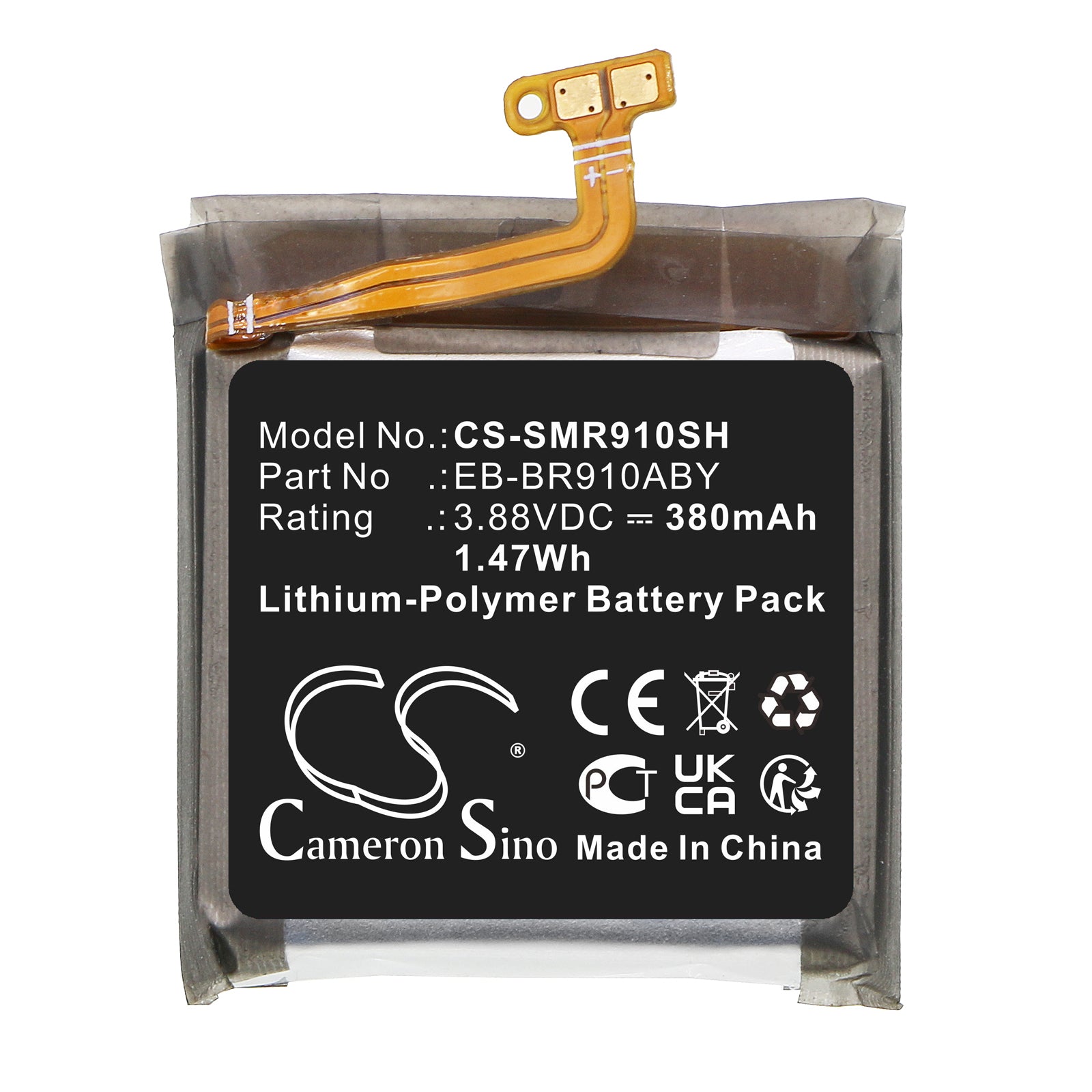 Li-Polymer, Smartwatch Battery fits Samsung Sm-r910, Sm-r915, 3.88V, 380mAh Smartwatch Cameron Sino Technology Limited