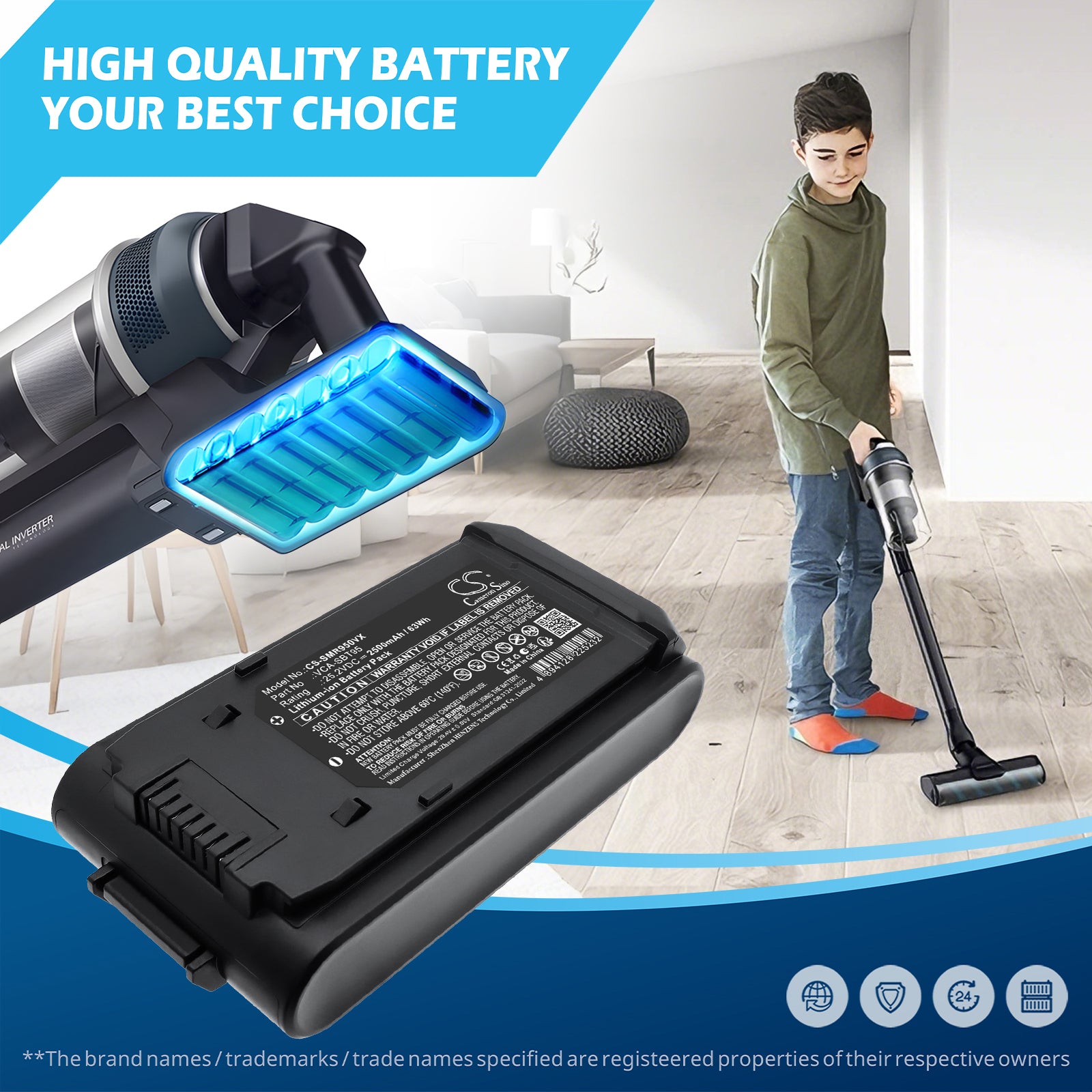 25.2V, Li-ion, 2500mAh, Battery fits Samsung Bespoke Jet Pet Stick Vacuum, Jet 85, 63Wh Vacuum Cameron Sino Technology Limited