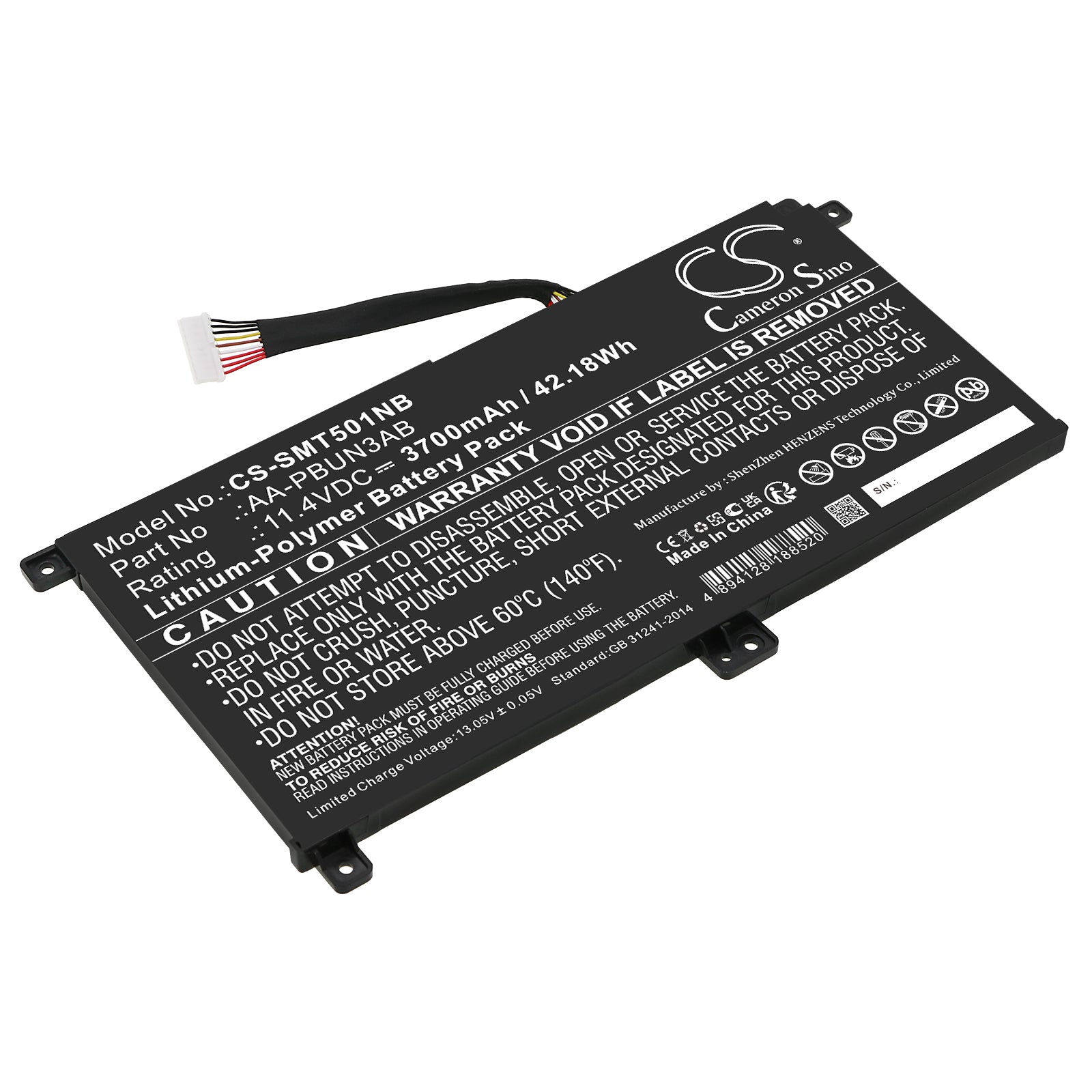 Li-Polymer, Notebook, Laptop Battery fits Samsung 300e4m Series, 300e4m-k01, 11.4V, 3700mAh Notebook, Laptop Cameron Sino Technology Limited