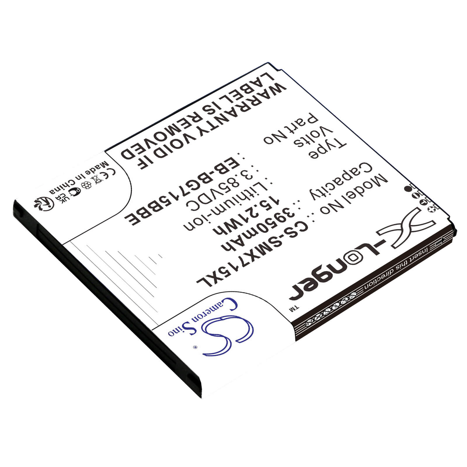 Li-ion Battery fits Samsung, Galaxy Xcover Pro, Sm-g715 3.85V, 3950mAh / 15.21Wh Mobile & SmartPhone Cameron Sino Technology Limited
