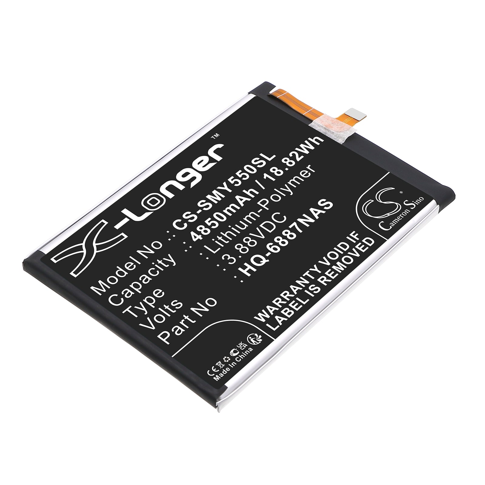 3.88V, Li-Polymer, 4850mAh, Battery fits Samsung Galaxy F55 5G, Galaxy M55 5G, 18.82Wh Mobile, SmartPhone Cameron Sino Technology Limited