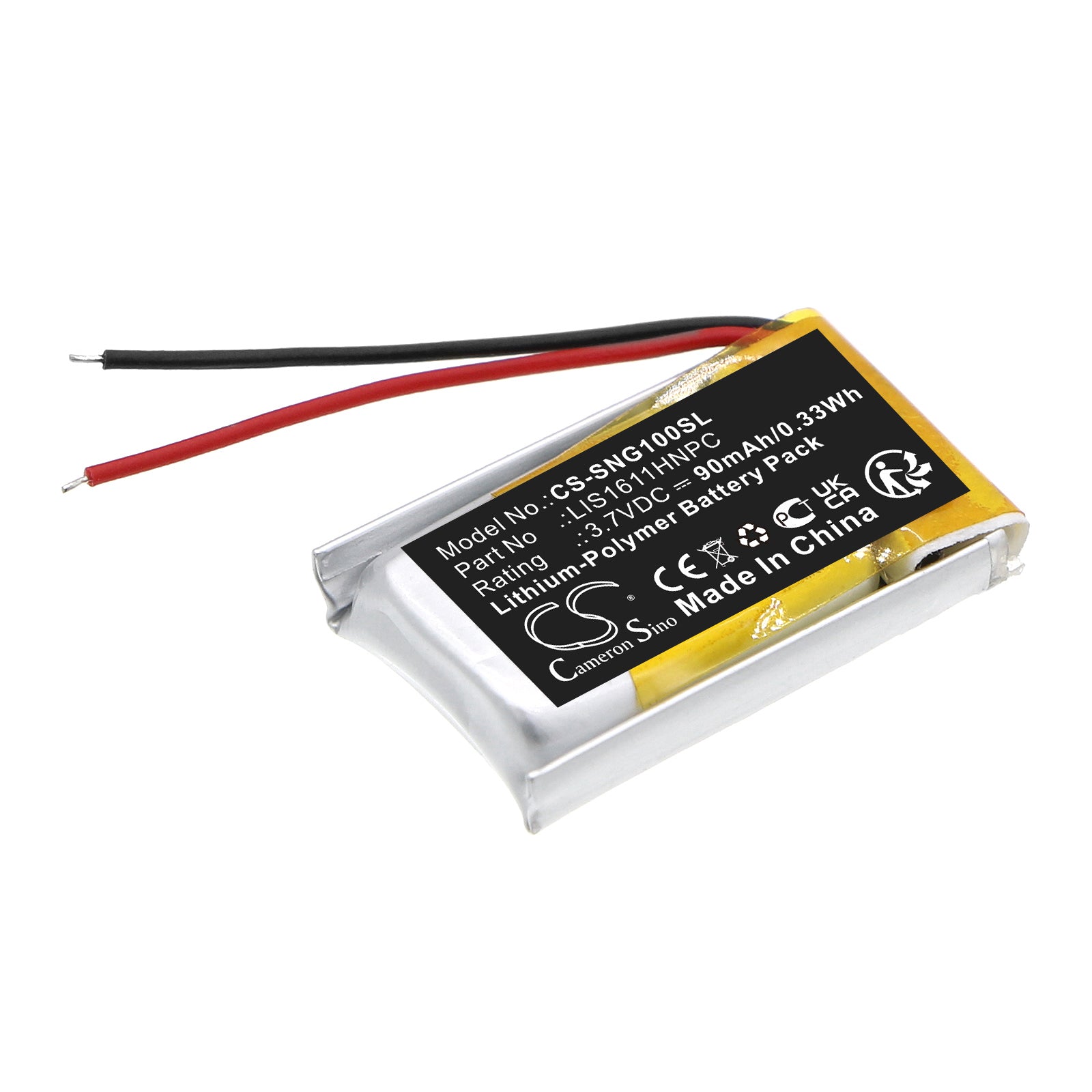 Li-Polymer, 3D Glasses Battery fits Sony Cech-zeg1u, Playstation Ps3 3d Glasses, 3.7V, 90mAh 3D Glasses Cameron Sino Technology Limited