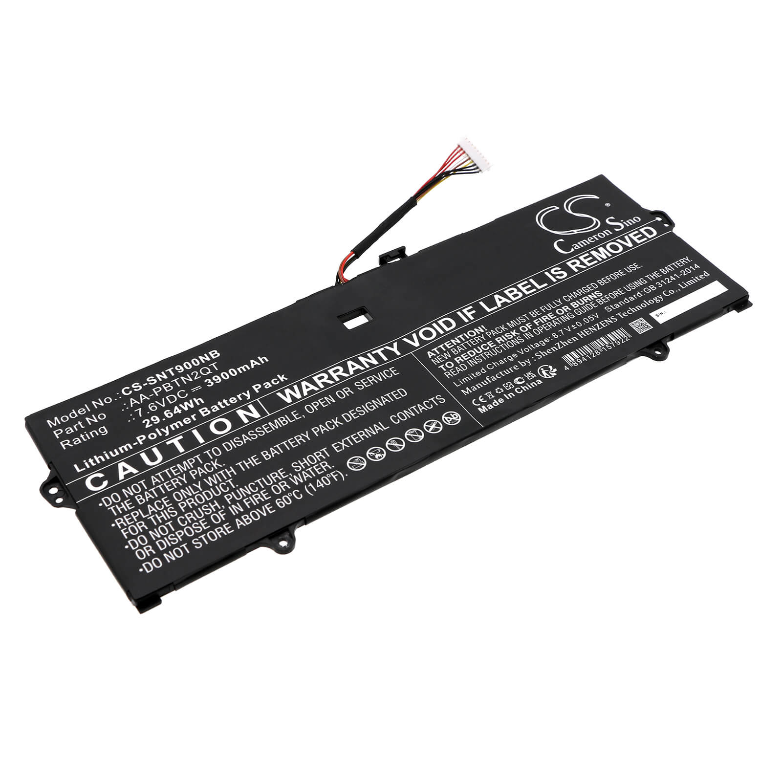 Li-ion Notebook Battery fits Samsung, Aa-pbtn2qt 7.6V, 3900mAh Notebook & Laptop Cameron Sino Technology Limited