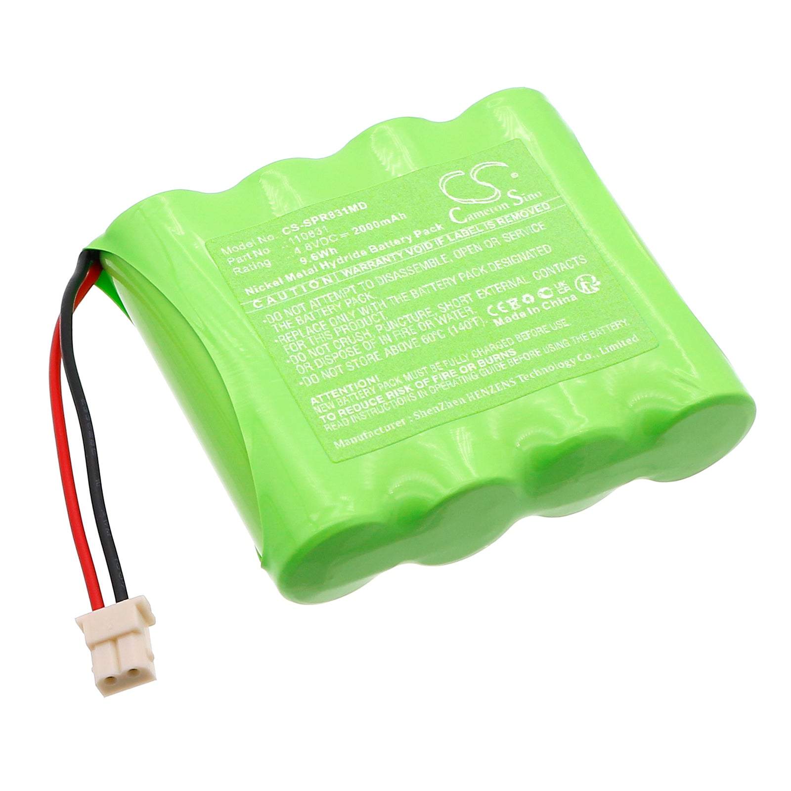 4.8V, Ni-MH, 2000mAh, Battery fits Spengler pression arterielle Pro-H, 9.6Wh Medical Cameron Sino Technology Limited