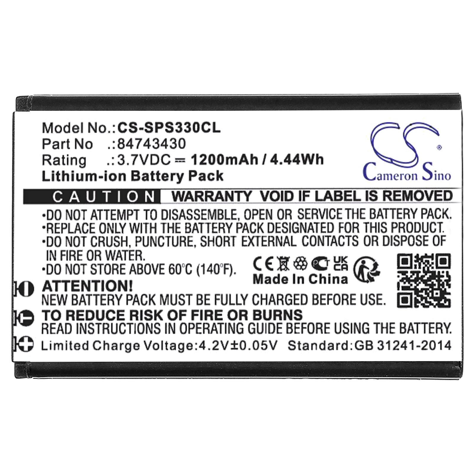 Li-ion, Cordless Phone Battery fits Spectralink S33, S33 Dect, 3.7V, 1200mAh Cordless Phone Cameron Sino Technology Limited