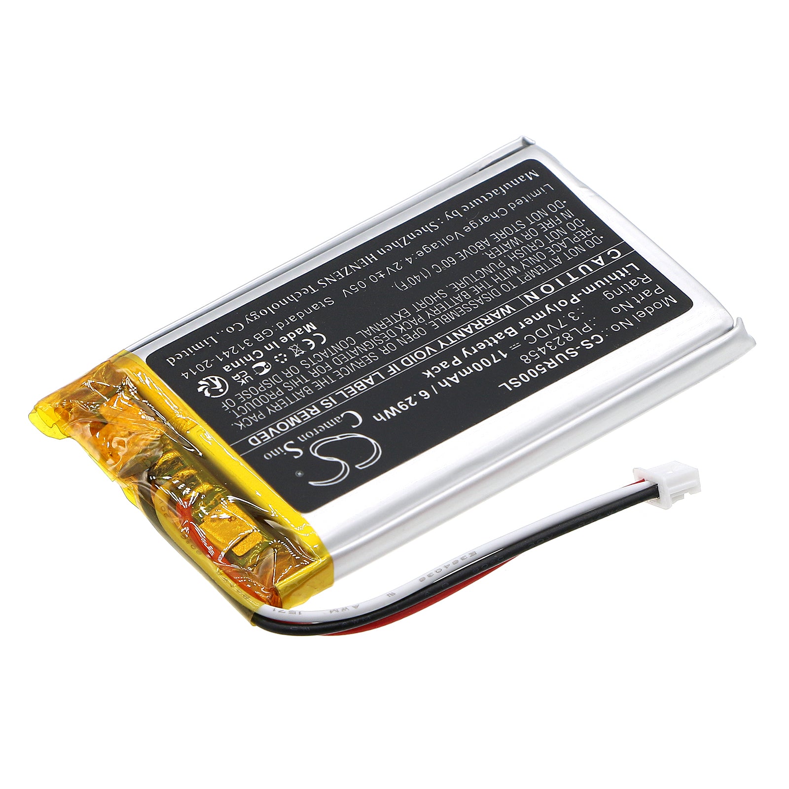 Li-Polymer, Remote Control Battery fits Savant Remote Control 500, Sur-0500, 3.7V, 1700mAh Remote Control Cameron Sino Technology Limited