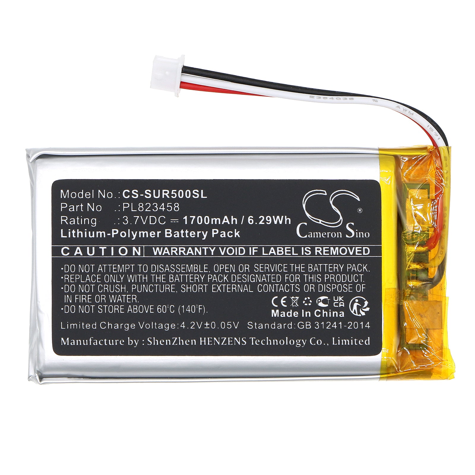 Li-Polymer, Remote Control Battery fits Savant Remote Control 500, Sur-0500, 3.7V, 1700mAh Remote Control Cameron Sino Technology Limited