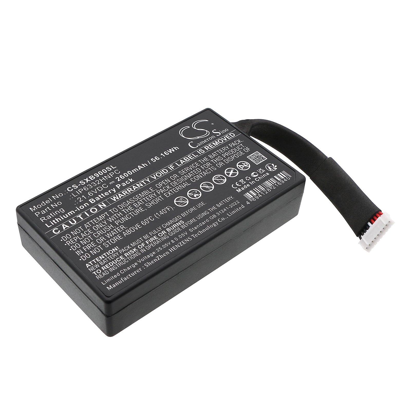 21.6V, Li-ion, 2600mAh, Battery fits Sony GTK-XB90, 56.16Wh Speaker Cameron Sino Technology Limited