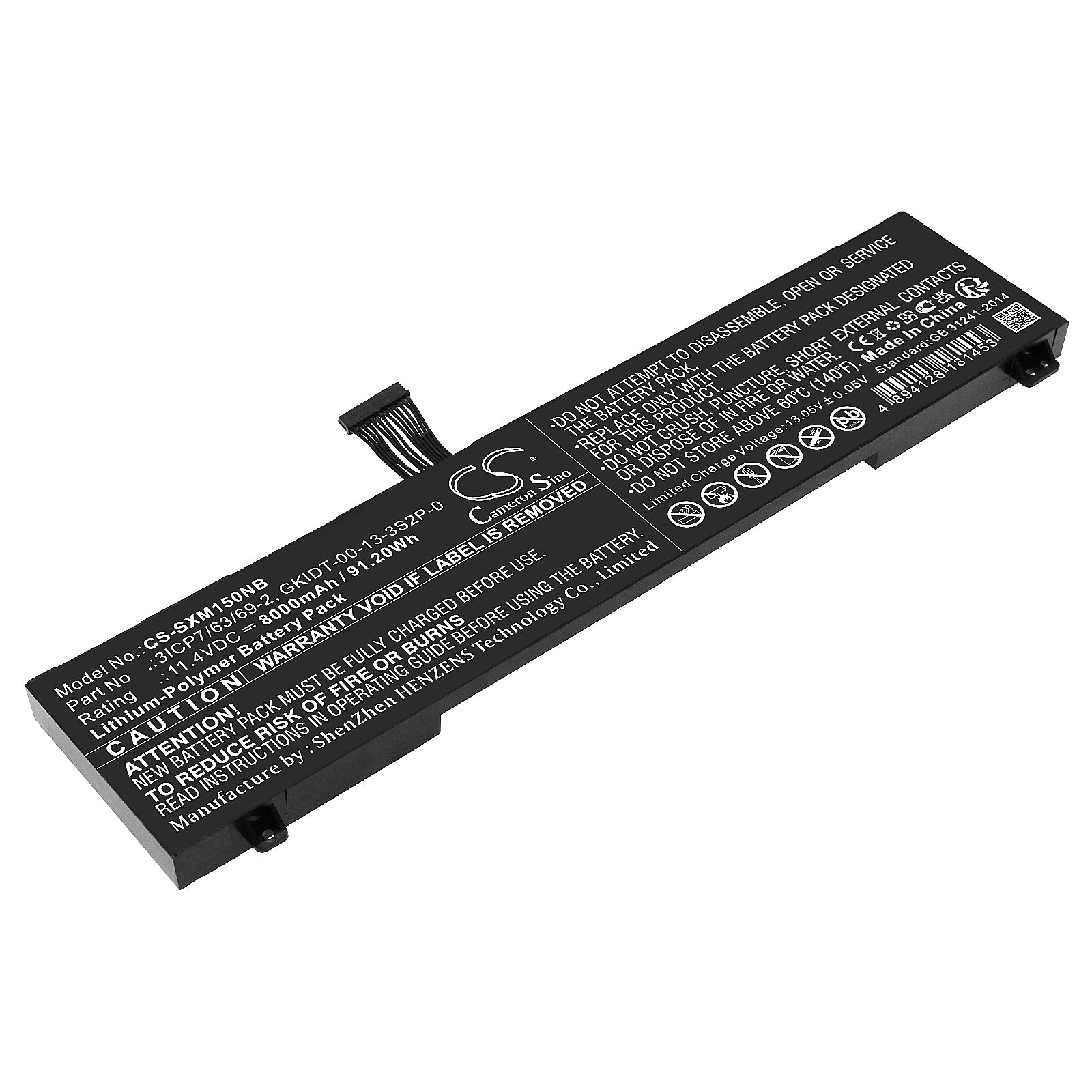 Li-Polymer, Notebook, Laptop Battery fits Schenker Xmg Fusion 15, Xmg Fusion 15 Xfu15l19, 11.4V, 8000mAh Notebook, Laptop Cameron Sino Technology Limited