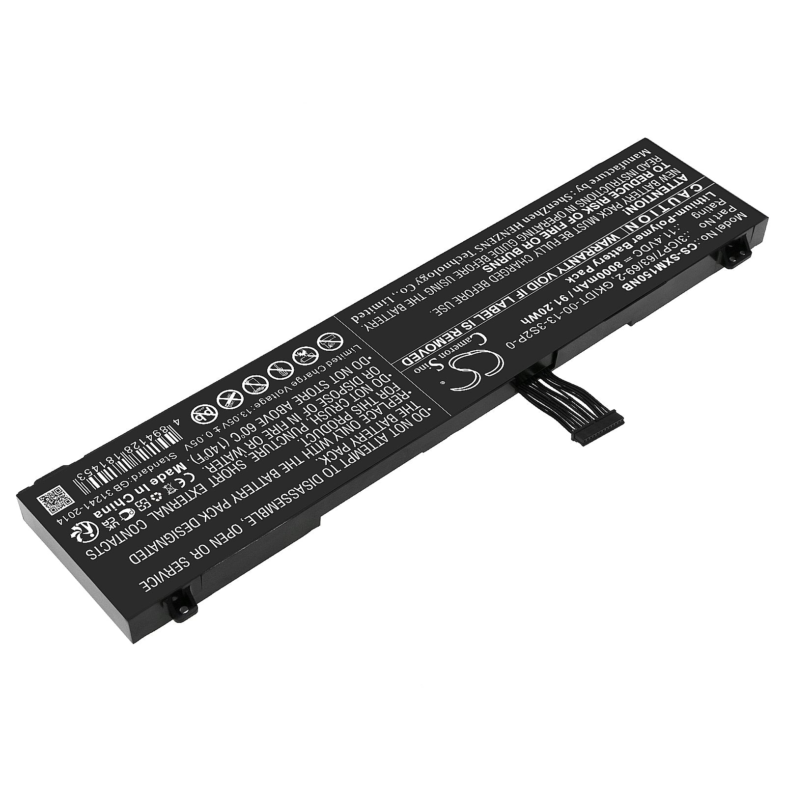 Li-Polymer, Notebook, Laptop Battery fits Schenker Xmg Fusion 15, Xmg Fusion 15 Xfu15l19, 11.4V, 8000mAh Notebook, Laptop Cameron Sino Technology Limited