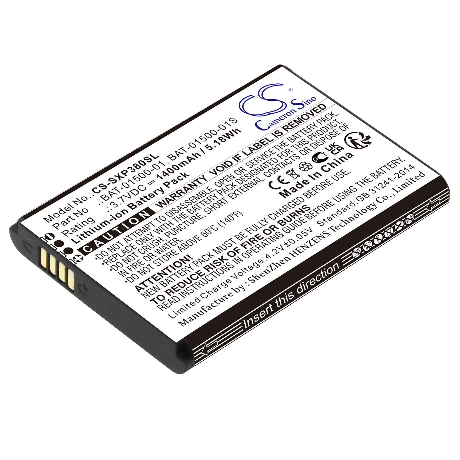 Li-ion, Mobile, SmartPhone Battery fits Sonim Xp3, Xp3800, 3.7V, 1400mAh Mobile, SmartPhone Cameron Sino Technology Limited