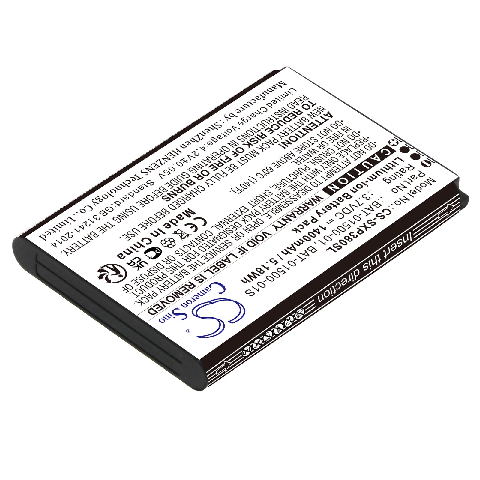 Li-ion, Mobile, SmartPhone Battery fits Sonim Xp3, Xp3800, 3.7V, 1400mAh Mobile, SmartPhone Cameron Sino Technology Limited