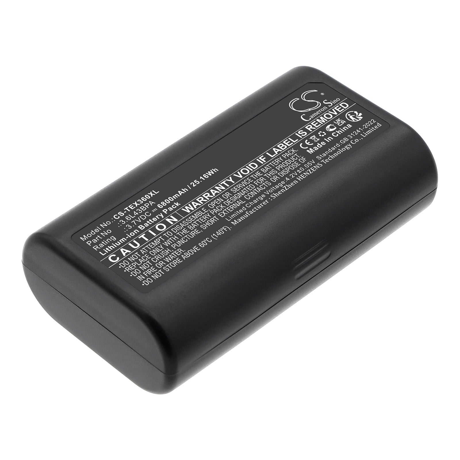 3.7V, Li-ion, 6800mAh, Battery fits Texas Instruments TI-Navigator, 25.16Wh Equipment, Survey, Test Cameron Sino Technology Limited