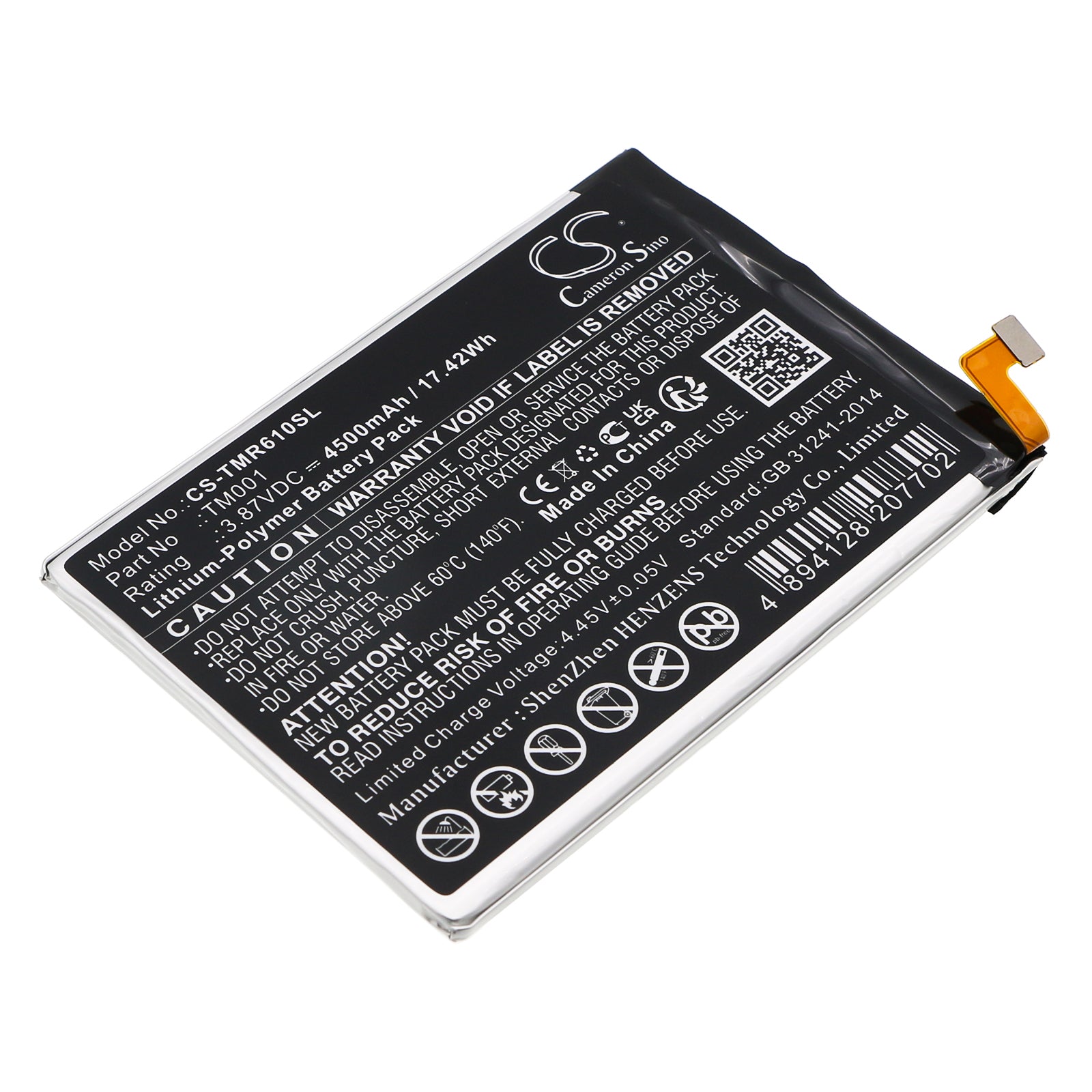 Li-Polymer, Mobile, SmartPhone Battery fits T-mobile Revvl 6 Pro 5g, Revvl V Plus 5g, 3.87V, 4500mAh Mobile, SmartPhone Cameron Sino Technology Limited