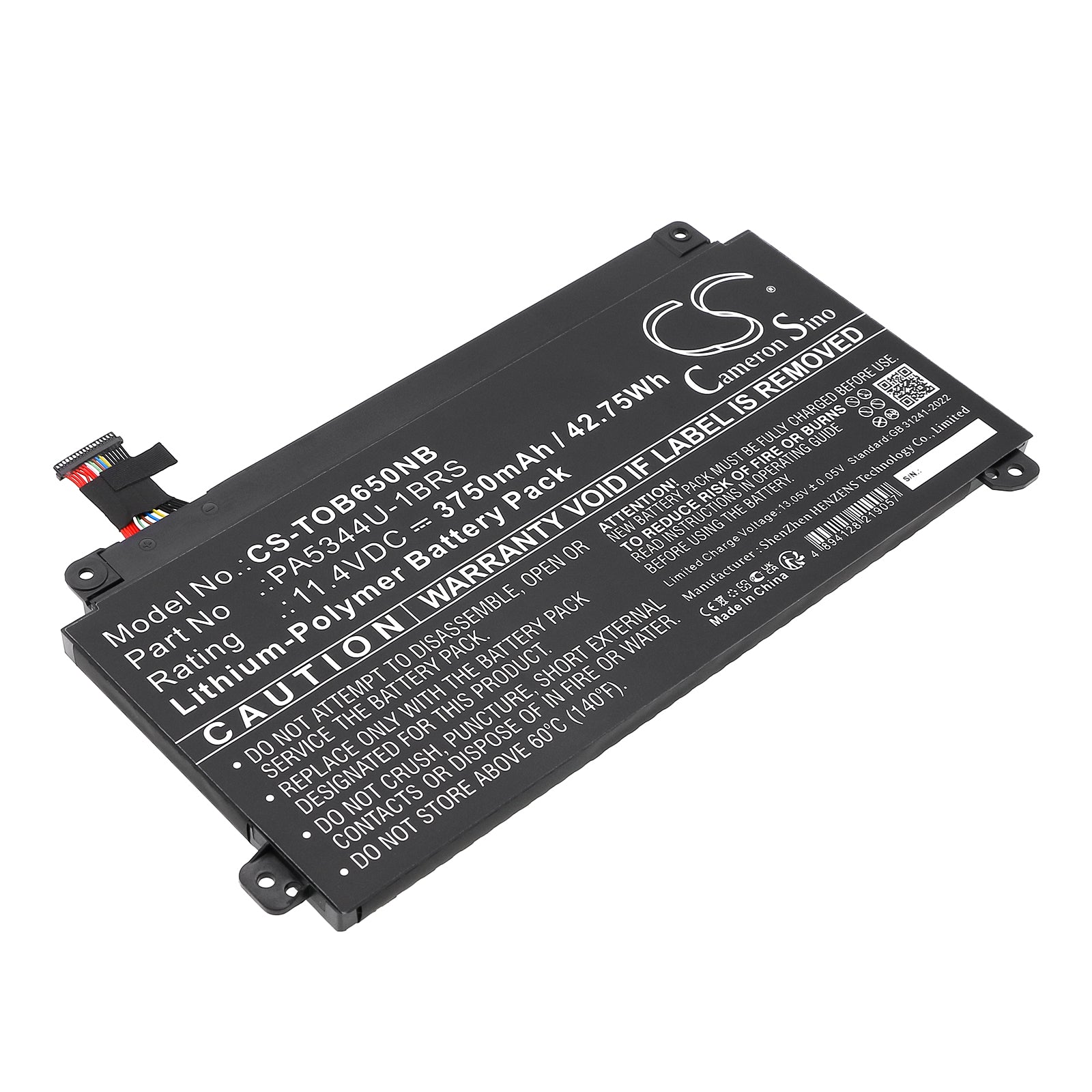 11.4V, Li-Polymer, 3750mAh, Battery fits Toshiba Dynabook BJ65/FS, 42.75Wh Notebook, Laptop Cameron Sino Technology Limited
