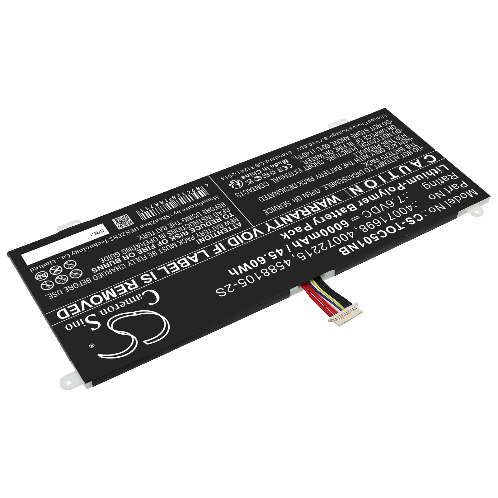 Li-Polymer, Notebook, Laptop Battery fits Dynabook Satellite Pro C40-g-11g, Satellite Pro C40-g-120, 7.6V, 6000mAh Notebook, Laptop Cameron Sino Technology Limited