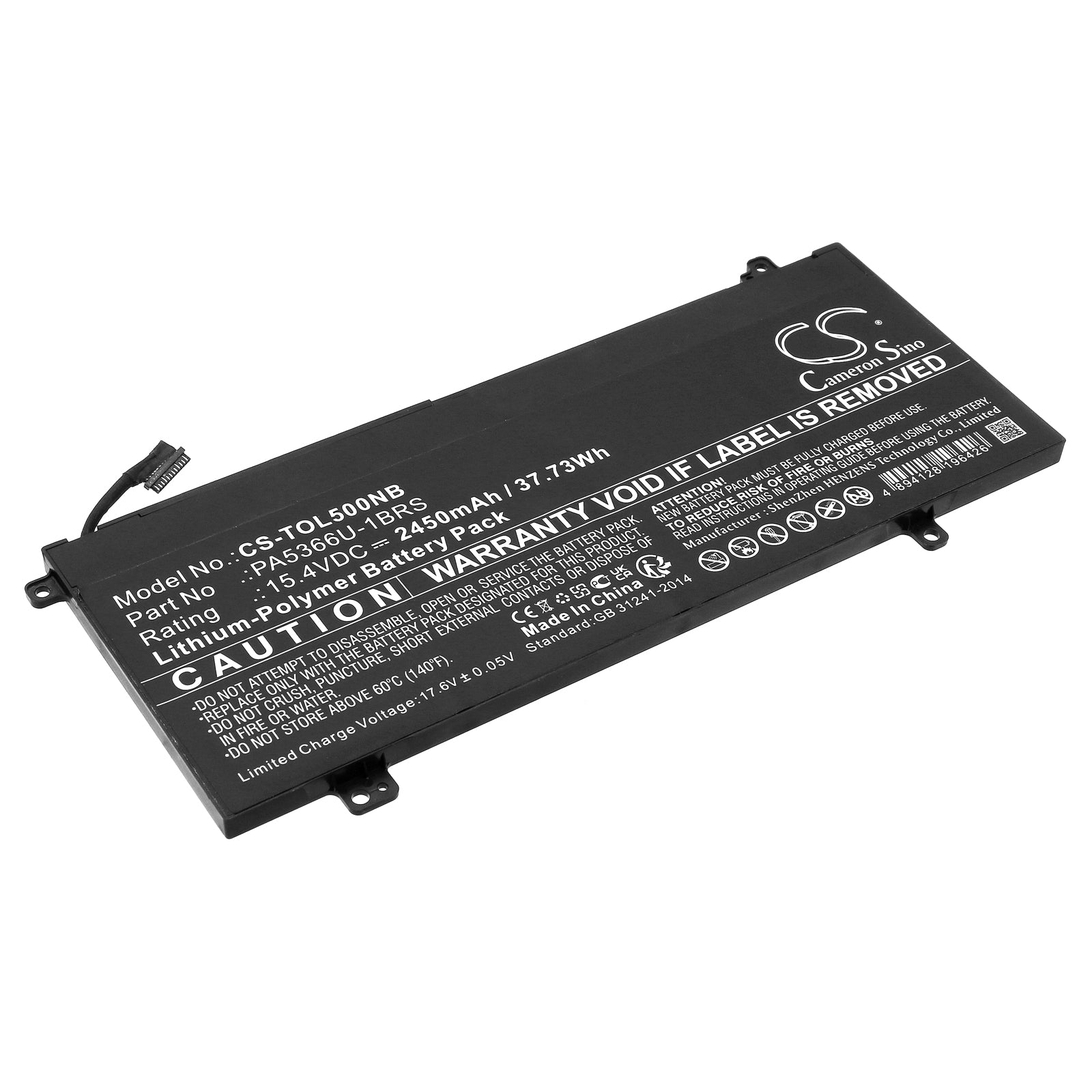 Li-Polymer, Notebook, Laptop Battery fits Toshiba Dynabook Satellite Pro L50, Dynabook Satellite Pro L50-g, 15.4V, 2450mAh Notebook, Laptop Cameron Sino Technology Limited