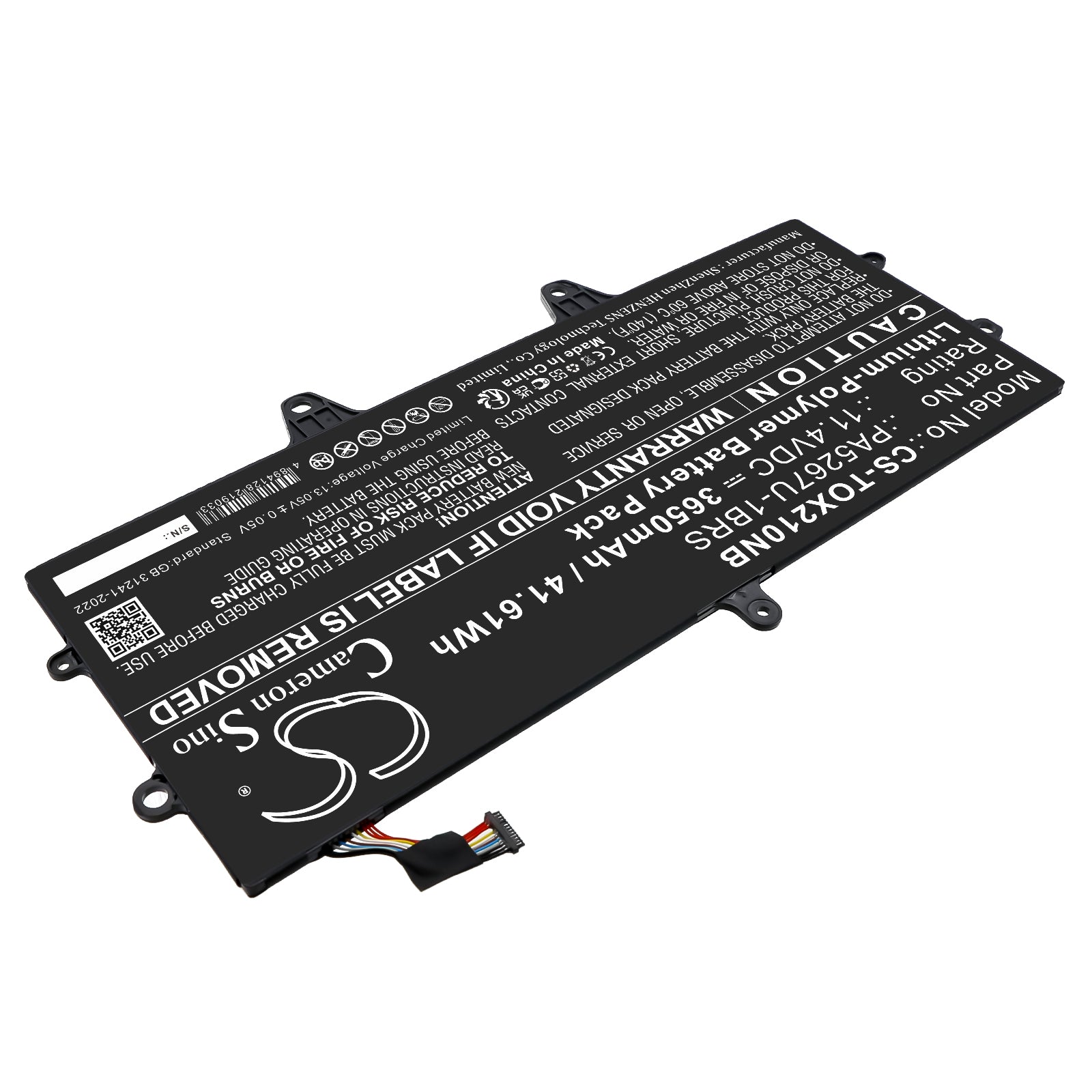 11.4V, Li-Polymer, 3650mAh, Battery fits Toshiba Portege X20W, Portege X20W-D, 41.61Wh Notebook, Laptop Cameron Sino Technology Limited