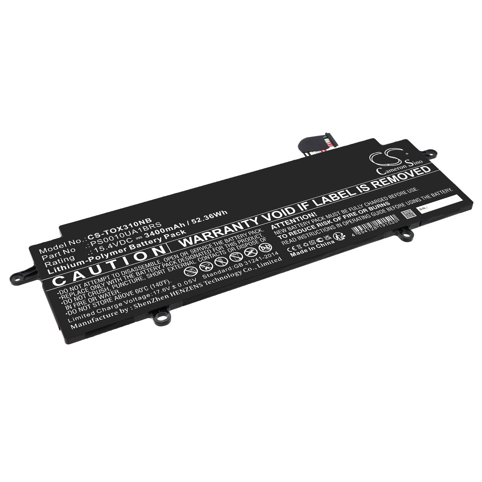 Li-Polymer, Notebook, Laptop Battery fits Dynabook Portege X30w-j-02f, Portege X30w-j-061, 15.4V, 3400mAh Notebook, Laptop Cameron Sino Technology Limited