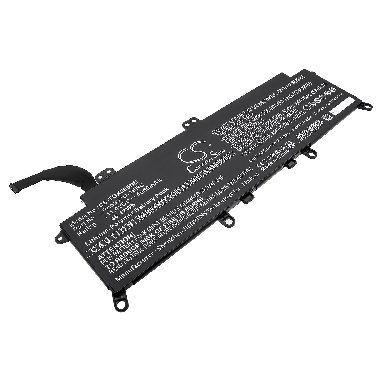 11.4V, Li-Polymer, 4050mAh, Battery fits Toshiba Dynabook Tecra X50-F, Tecra X50-F-11E, 46.17Wh Notebook, Laptop Cameron Sino Technology Limited