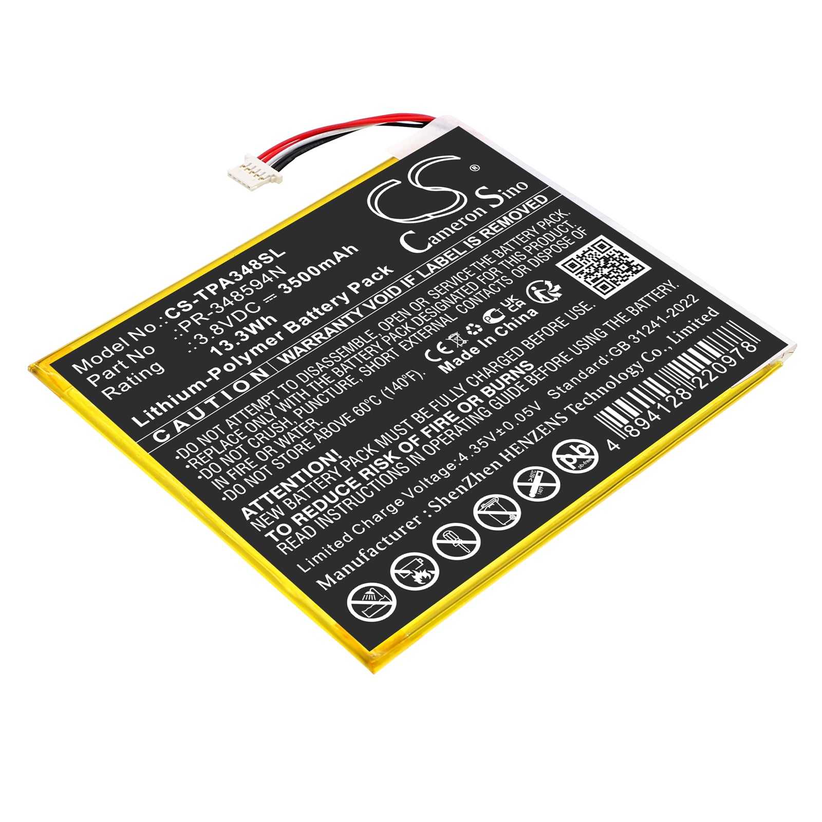 3.8V, Li-Polymer, 3500mAh, Battery fits Topdon ArtiMINI Scan Tool, 13.3Wh Diagnostic Scanner Cameron Sino Technology Limited