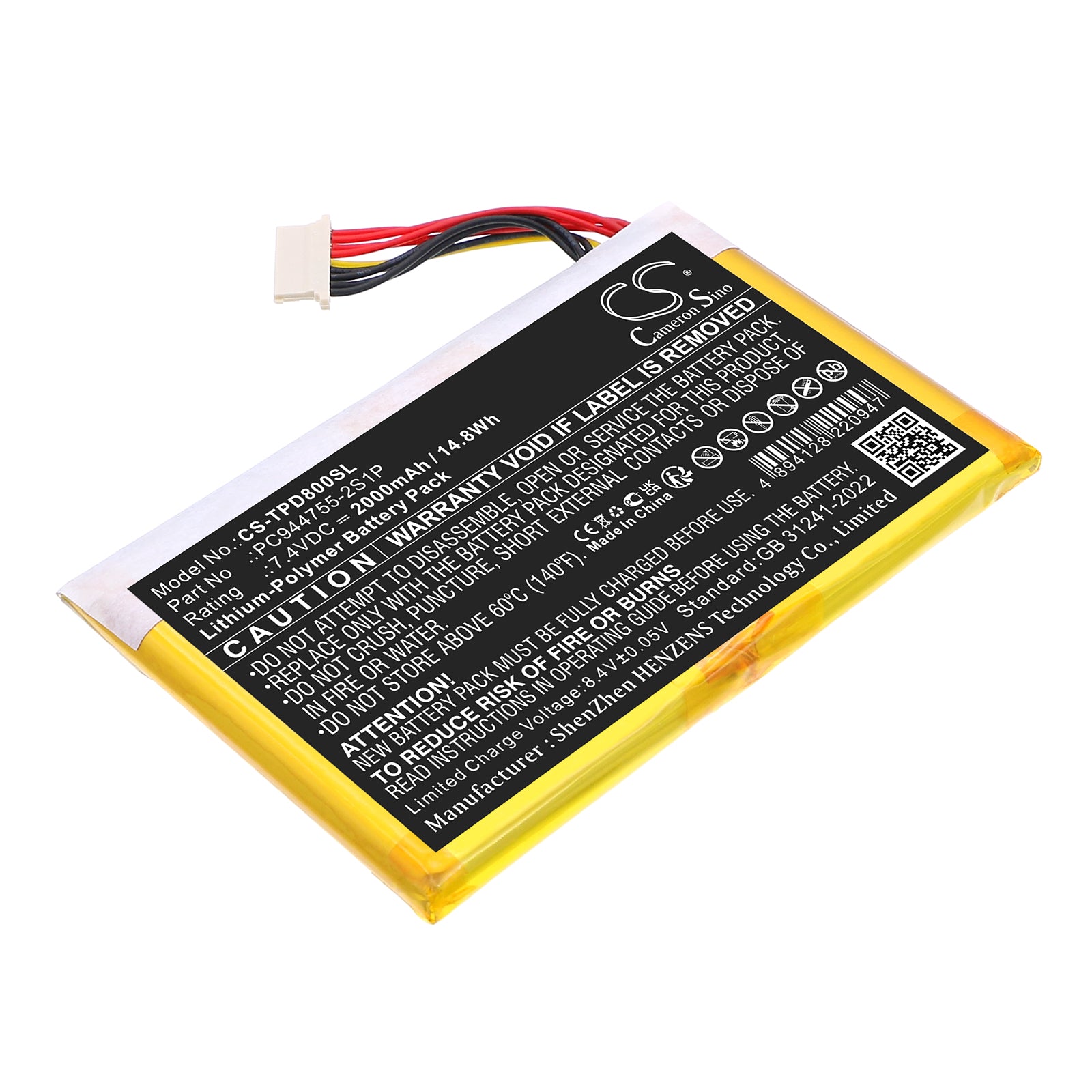 7.4V, Li-Polymer, 2000mAh, Battery fits Topdon AD800BT, ArtiDiag800BT, 14.8Wh Diagnostic Scanner Cameron Sino Technology Limited