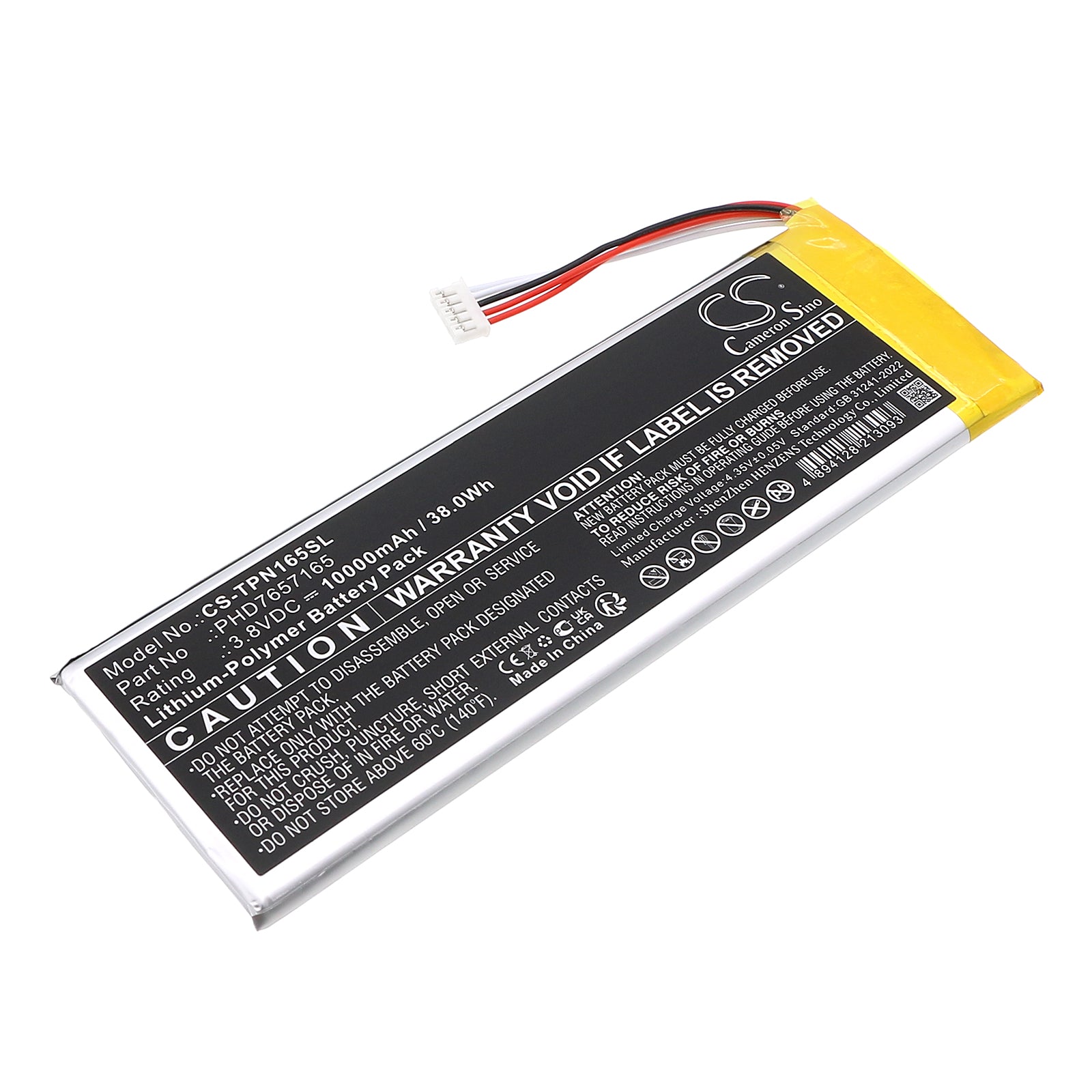 3.8V, Li-Polymer, 10000mAh, Battery fits Topdon UltraDiag Diagnostic Scan Tool, 38Wh Diagnostic Scanner Cameron Sino Technology Limited