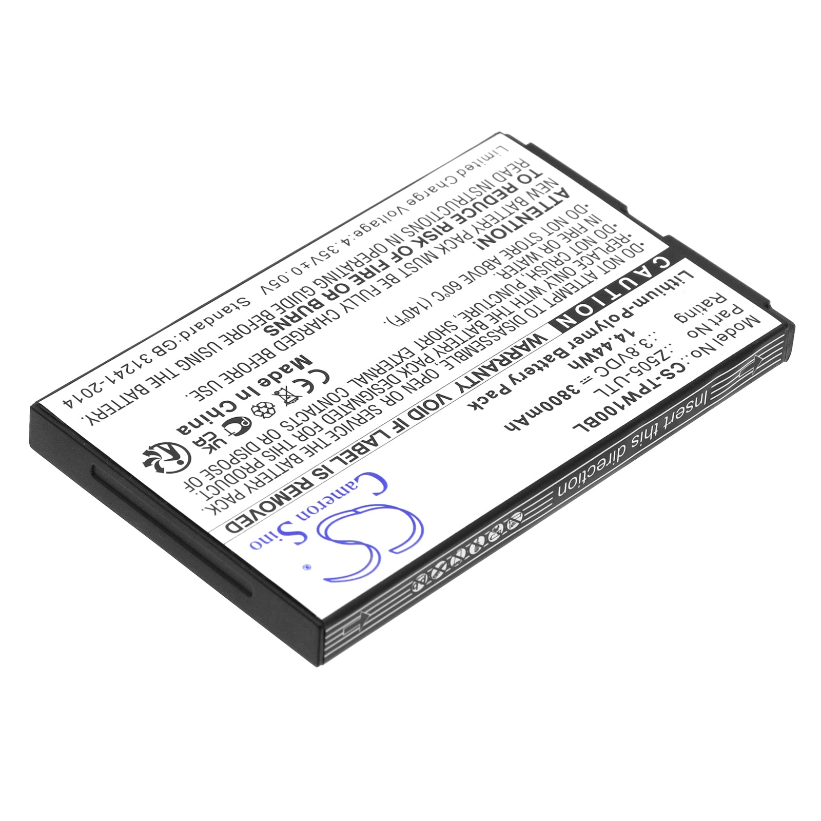 Li-Polymer, Payment Terminal Battery fits Topwise T1, 3.8V, 3800mAh Payment Terminal Cameron Sino Technology Limited