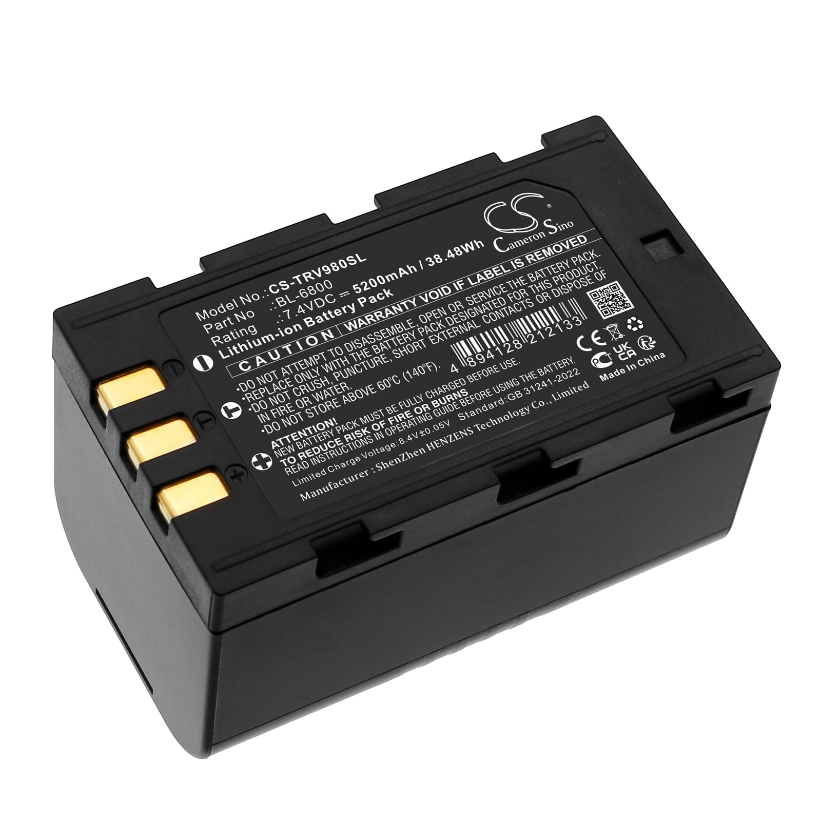7.4V, Li-ion, 5200mAh, Battery fits Hi-Target A16, TS7, 38.48Wh Equipment, Survey, Test Cameron Sino Technology Limited