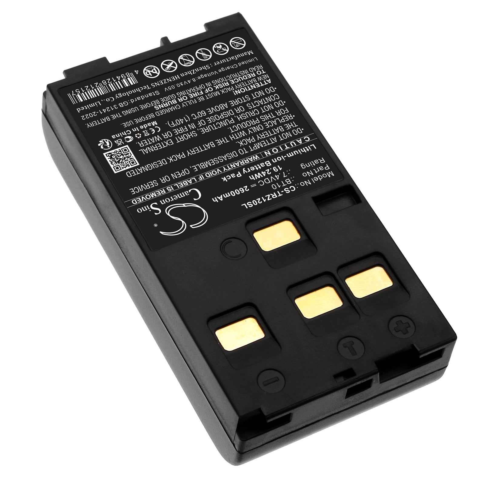 7.4V, Li-ion, 2600mAh, Battery fits Hi-Target ZTS-120, ZTS-120 Total Station, 19.24Wh Equipment, Survey, Test Cameron Sino Technology Limited