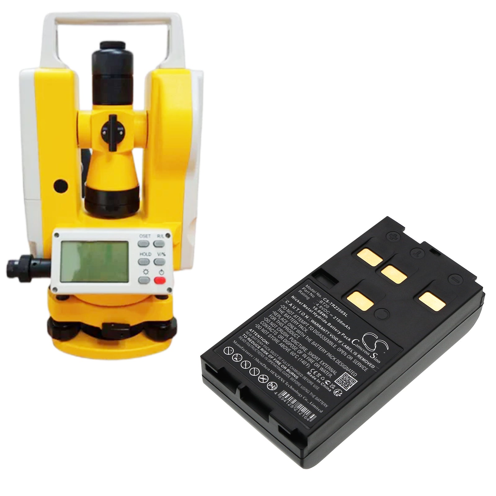4.8V, Ni-MH, 2100mAh, Battery fits Hi-Target DT02, DT02 Total Station, 10.08Wh Equipment, Survey, Test Cameron Sino Technology Limited