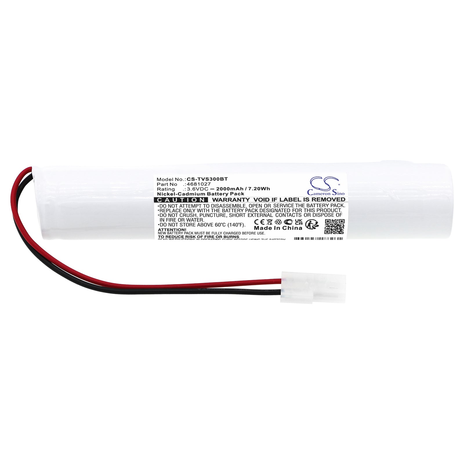 Ni-CD, Emergency Lighting Battery fits Thorn Voyager Solid E3, Voyager Solid E3 E3t, 3.6V, 2000mAh Emergency Lighting Cameron Sino Technology Limited