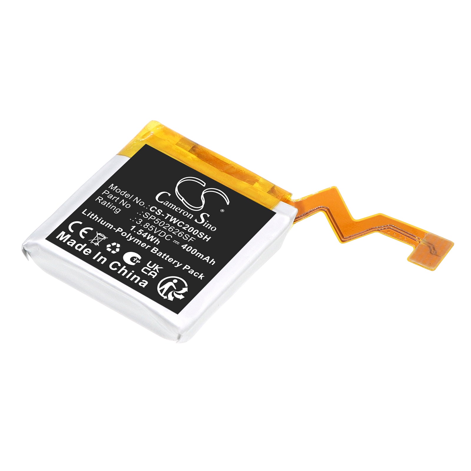 3.85V, Li-Polymer, 400mAh, Battery fits Ticwatch C2, 1.54Wh Smartwatch Cameron Sino Technology Limited