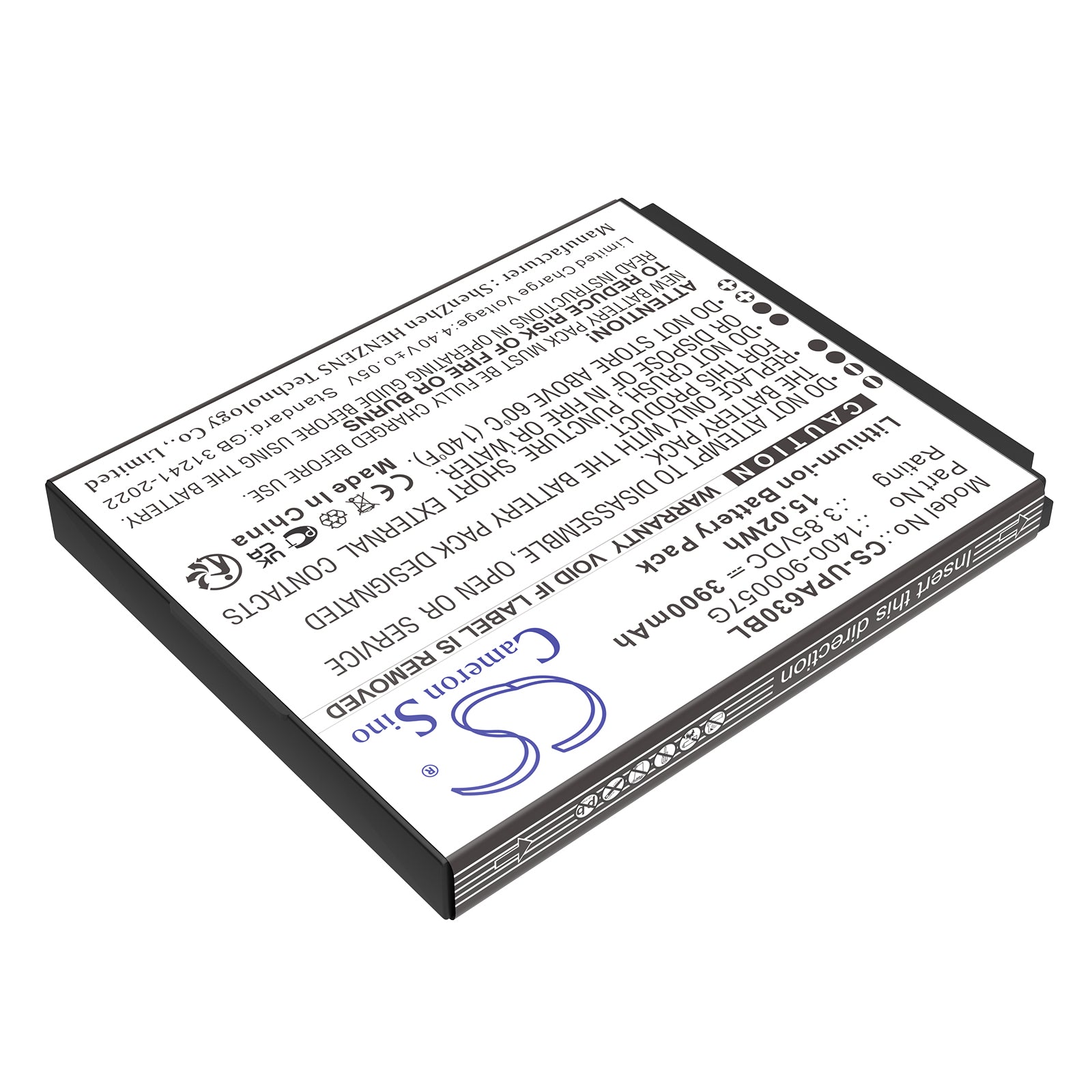 3.85V, Li-ion, 3900mAh, Battery fits Unitech EA630, EA630 Plus, 15.02Wh Barcode Scanner Cameron Sino Technology Limited