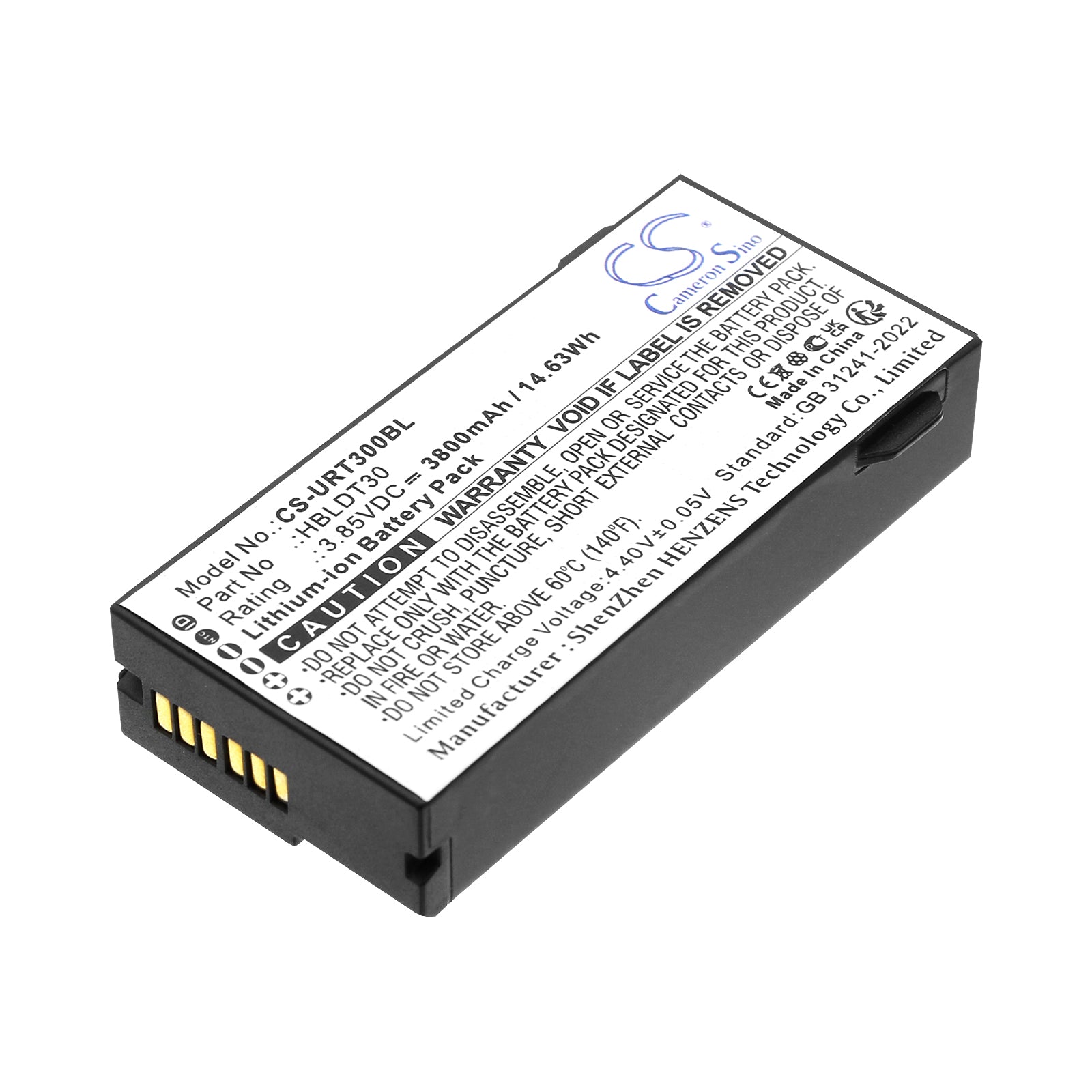 3.85V, Li-ion, 3800mAh, Battery fits Urovo DT30, 14.63Wh Barcode Scanner Cameron Sino Technology Limited