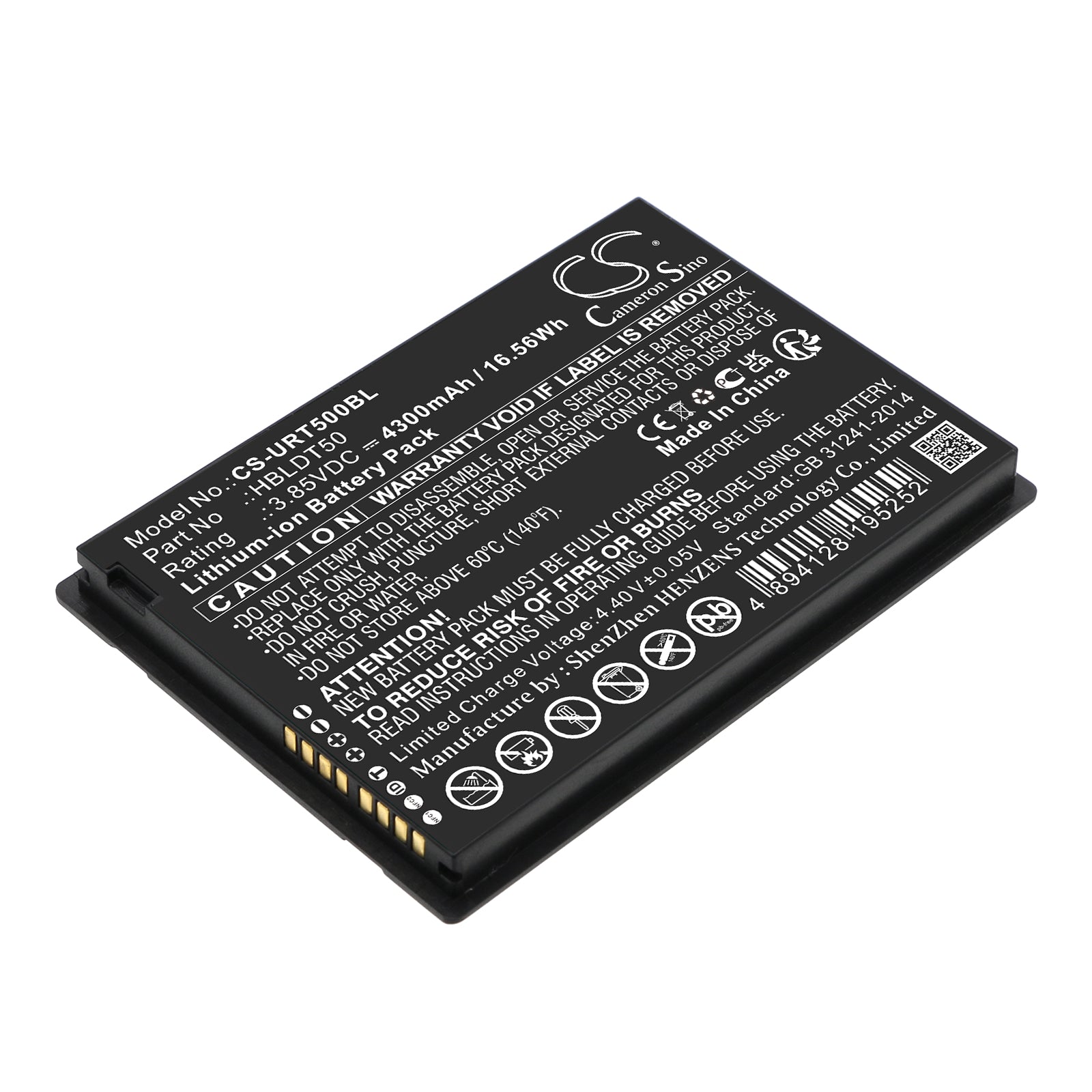 Li-ion, Barcode Scanner Battery fits Urovo Dt50, 3.85V, 4300mAh Barcode Scanner Cameron Sino Technology Limited