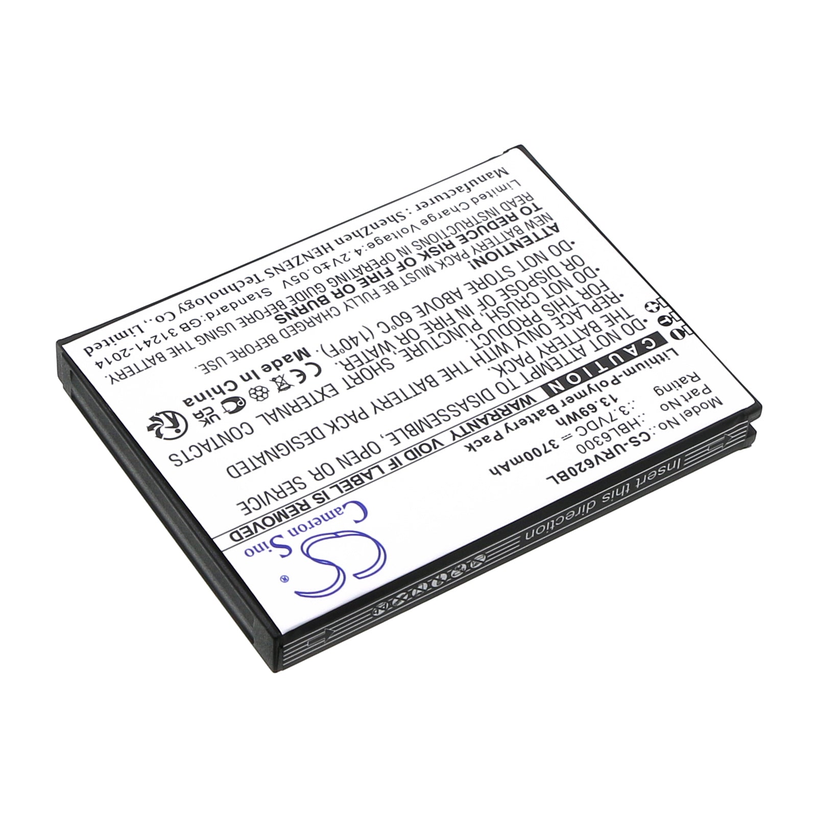 Li-Polymer, Barcode Scanner Battery fits Urovo I6200, 3.7V, 3700mAh Barcode Scanner Cameron Sino Technology Limited