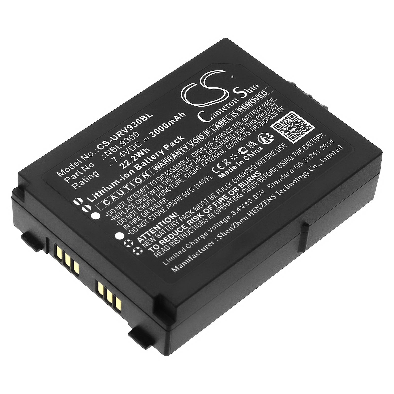 Li-ion, Barcode Scanner Battery fits Urovo Nbl9300, 7.4V, 3000mAh Barcode Scanner Cameron Sino Technology Limited