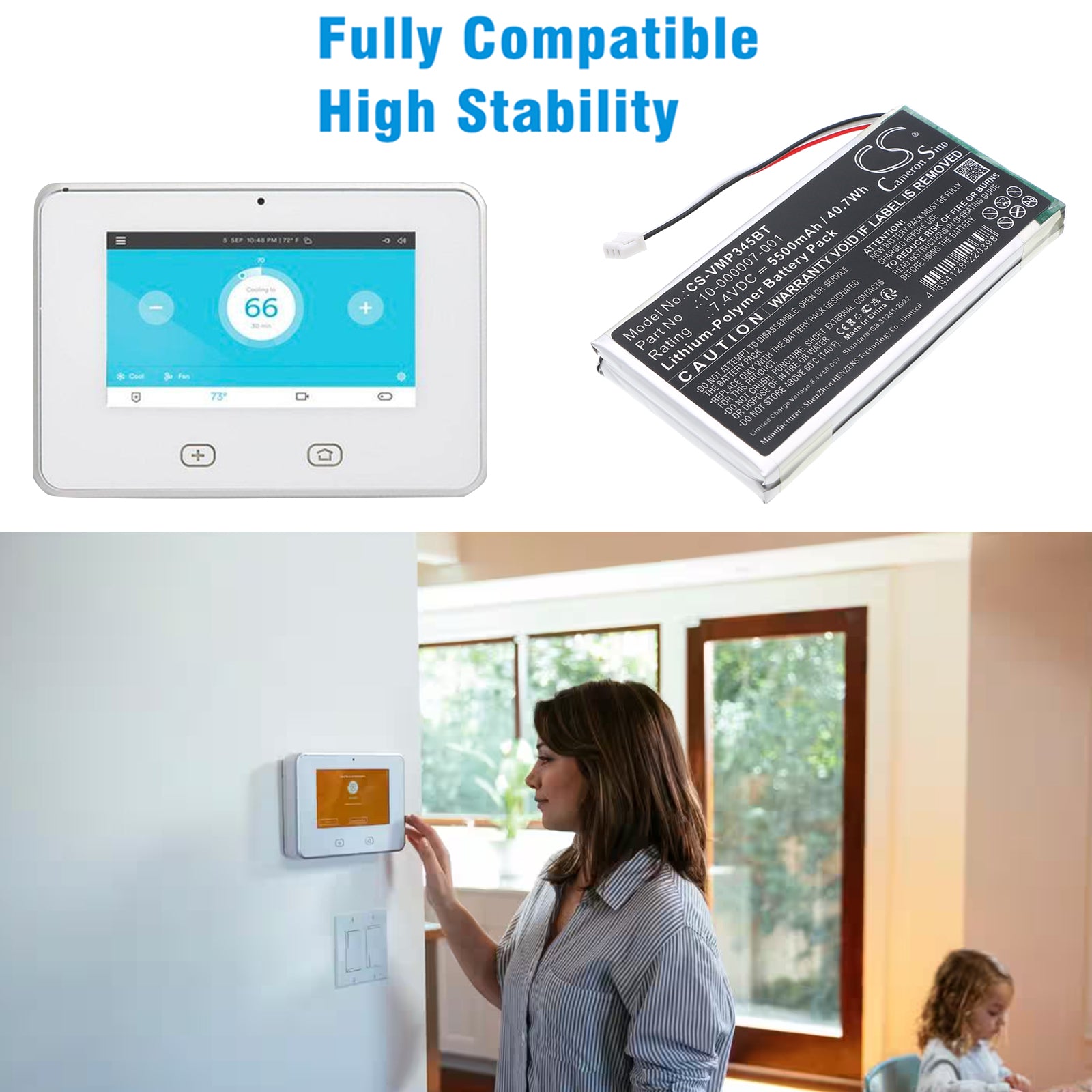 Vivint CP01 And Sky Master Battery 7.4V Li Polymer 5500mAh Alarm System Cameron Sino Technology Limited