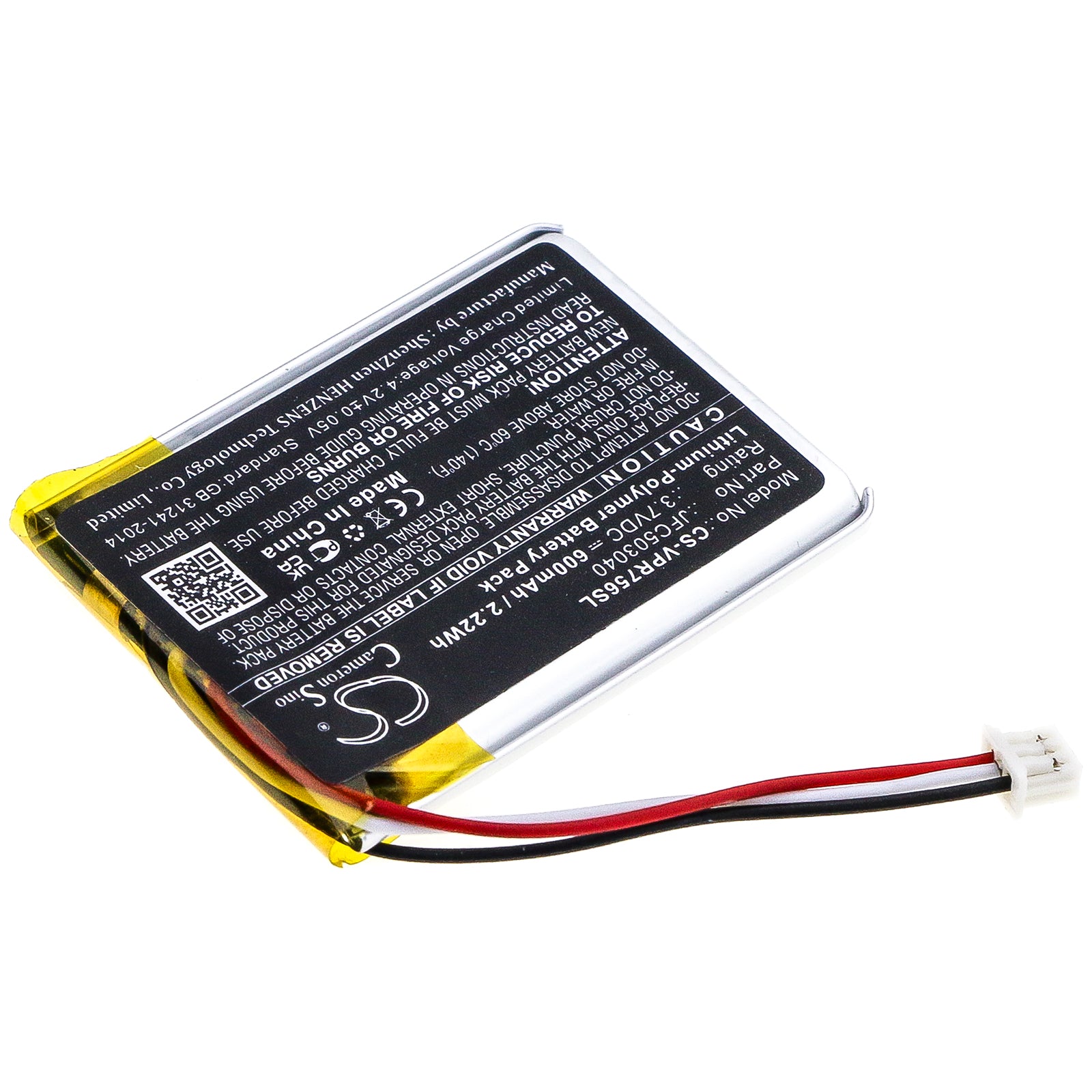 3.7V, Li-Polymer, 600mAh, Battery fits Viper 3706V, 3806V, 2.22Wh Remote Start and Entry Systems Cameron Sino Technology Limited