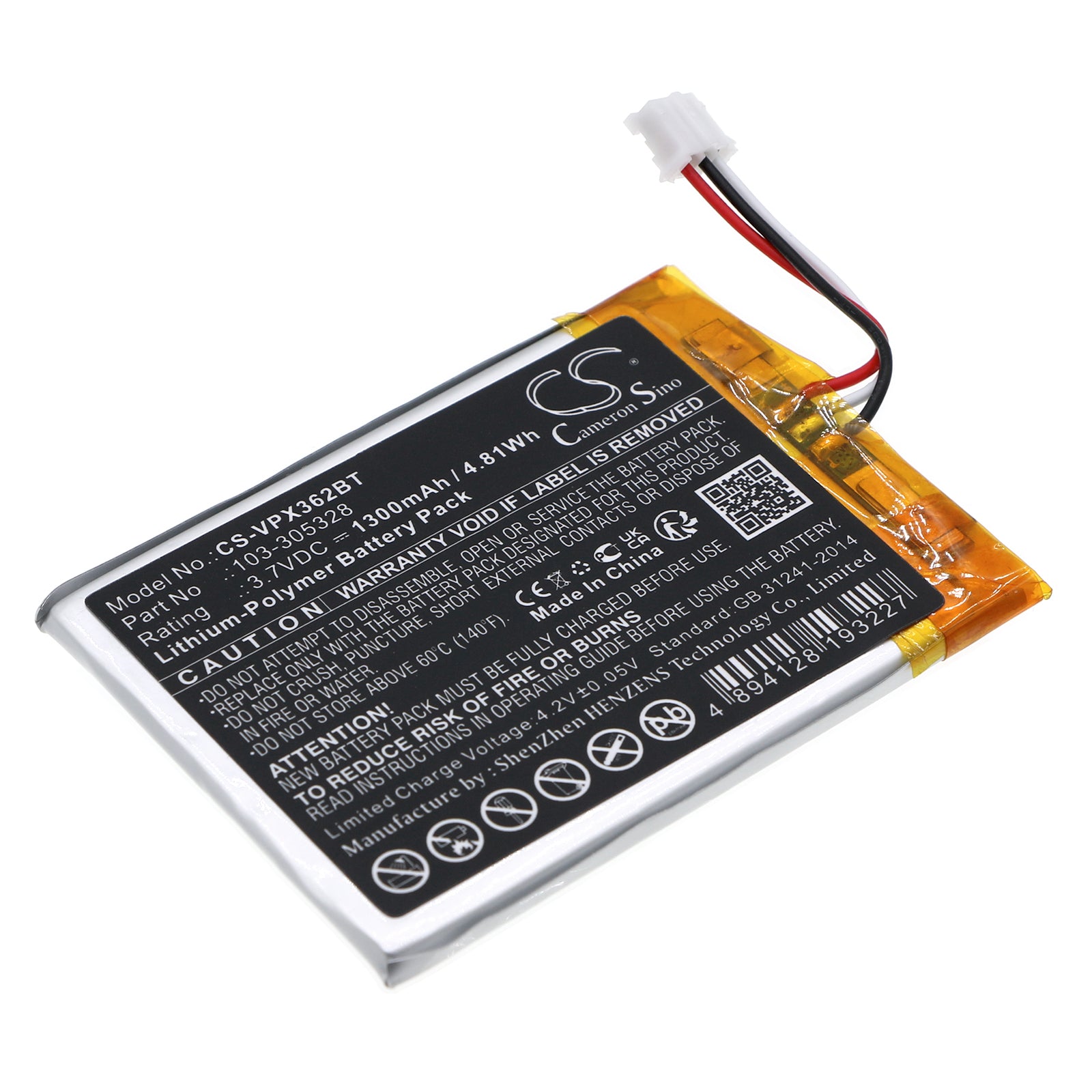 Li-Polymer, Alarm System Battery fits Visonic Powermaster 360, Powermaster 360-pg2, 3.7V, 1300mAh Alarm System Cameron Sino Technology Limited